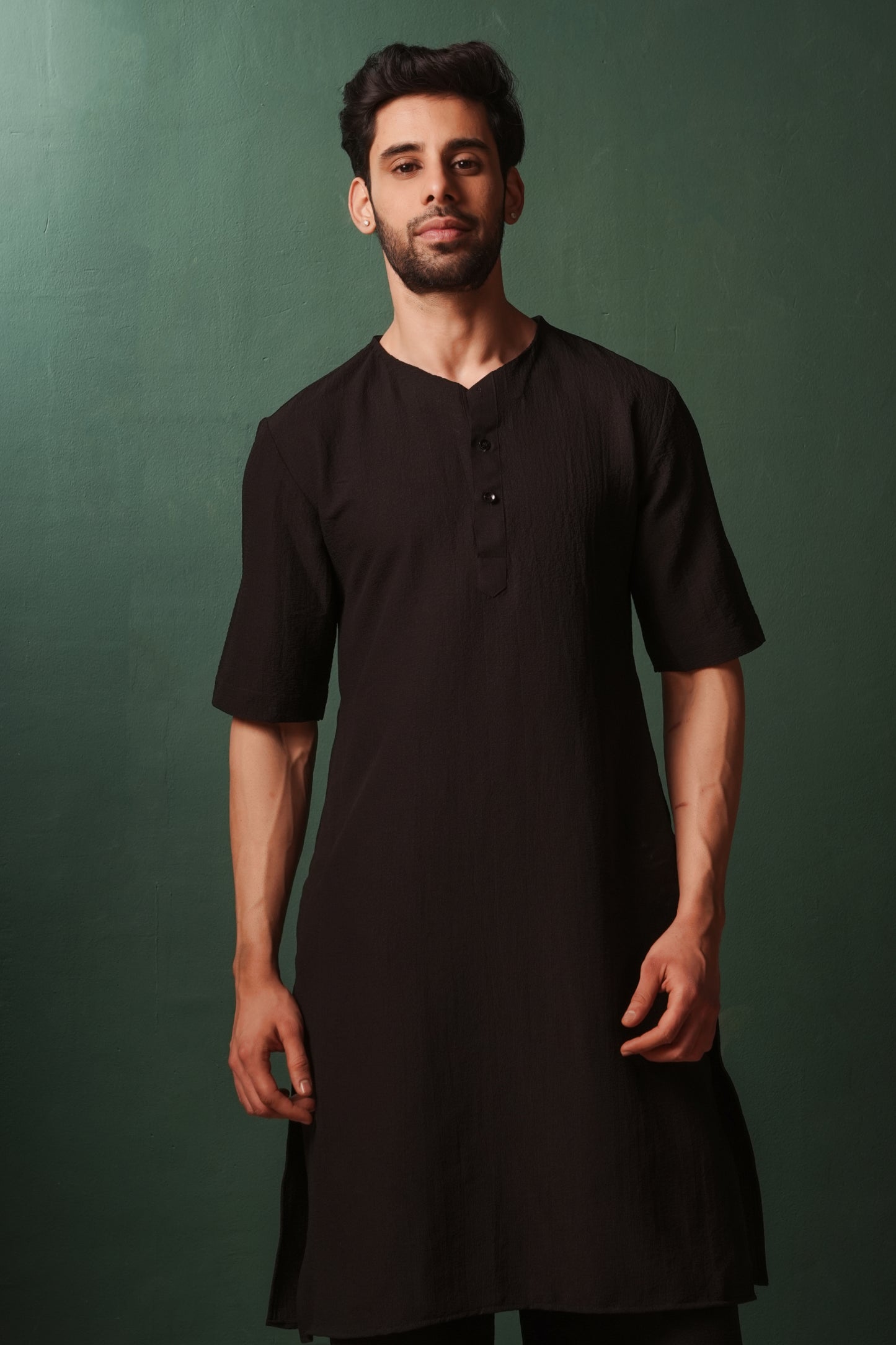 Black Plain Kurta for Men