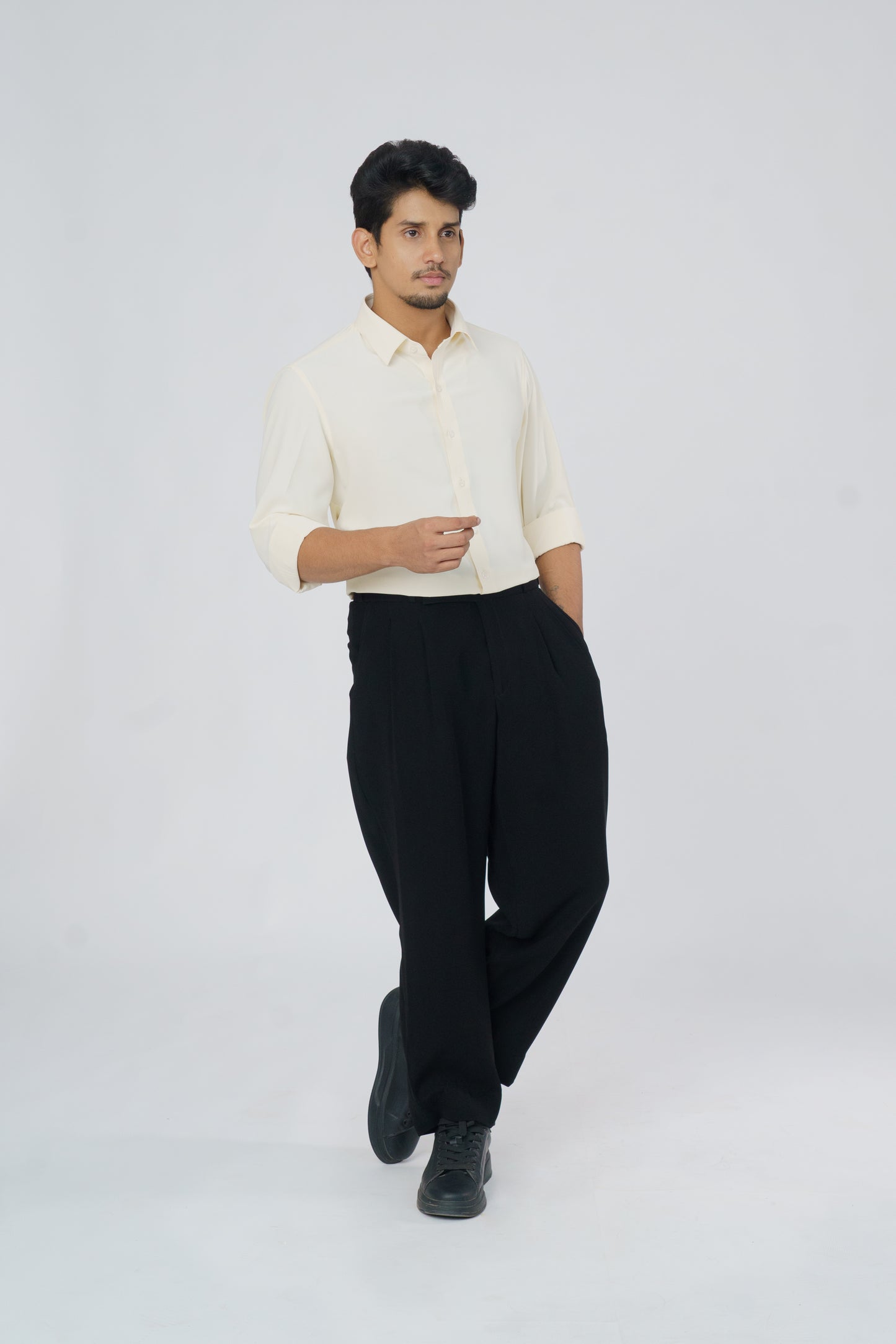 Light cream plain soft shirt
