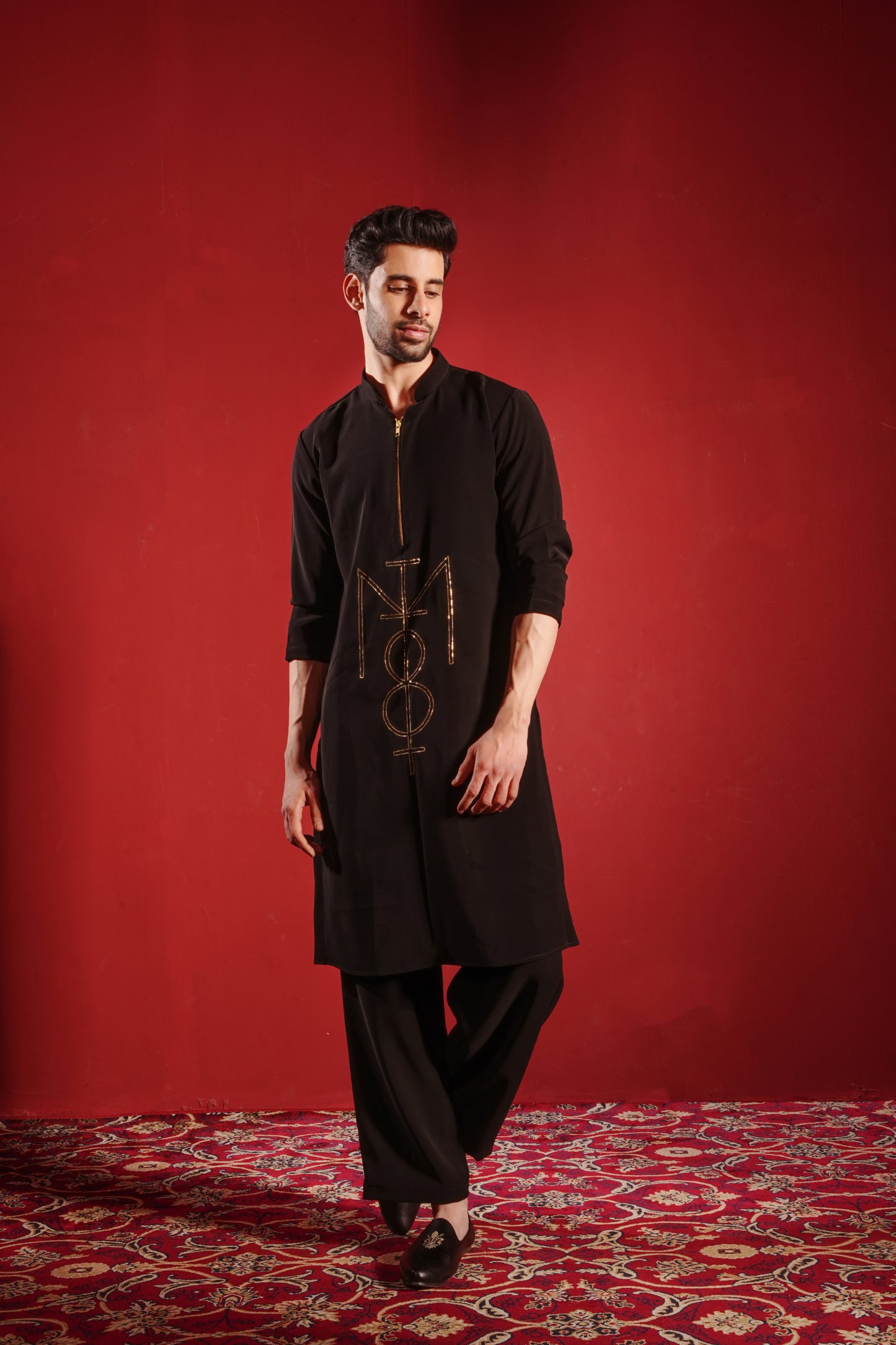 I Love Myself - Black Designer Kurta