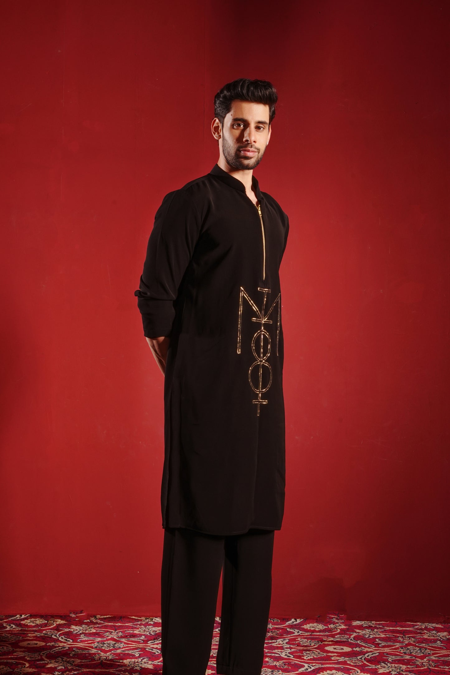I Love Myself - Black Designer Kurta