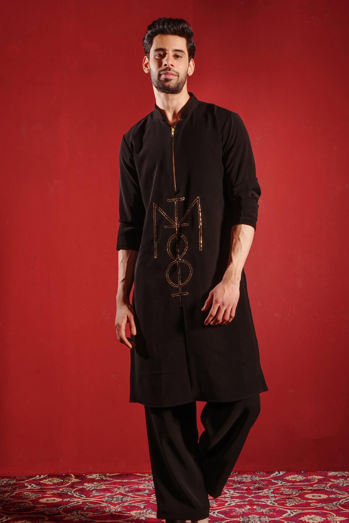I Love Myself - Black Designer Kurta