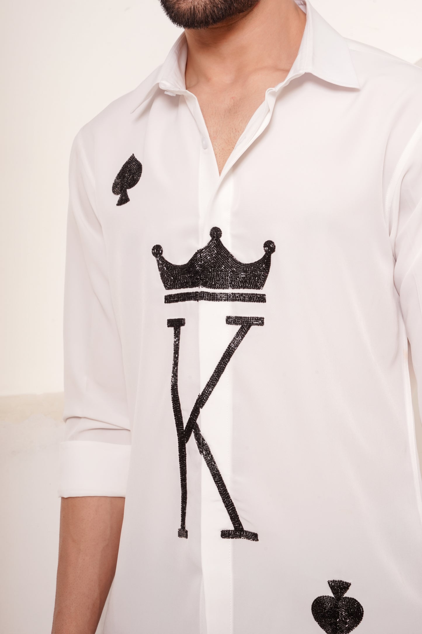 White Embezzled Shirt - King of Spades