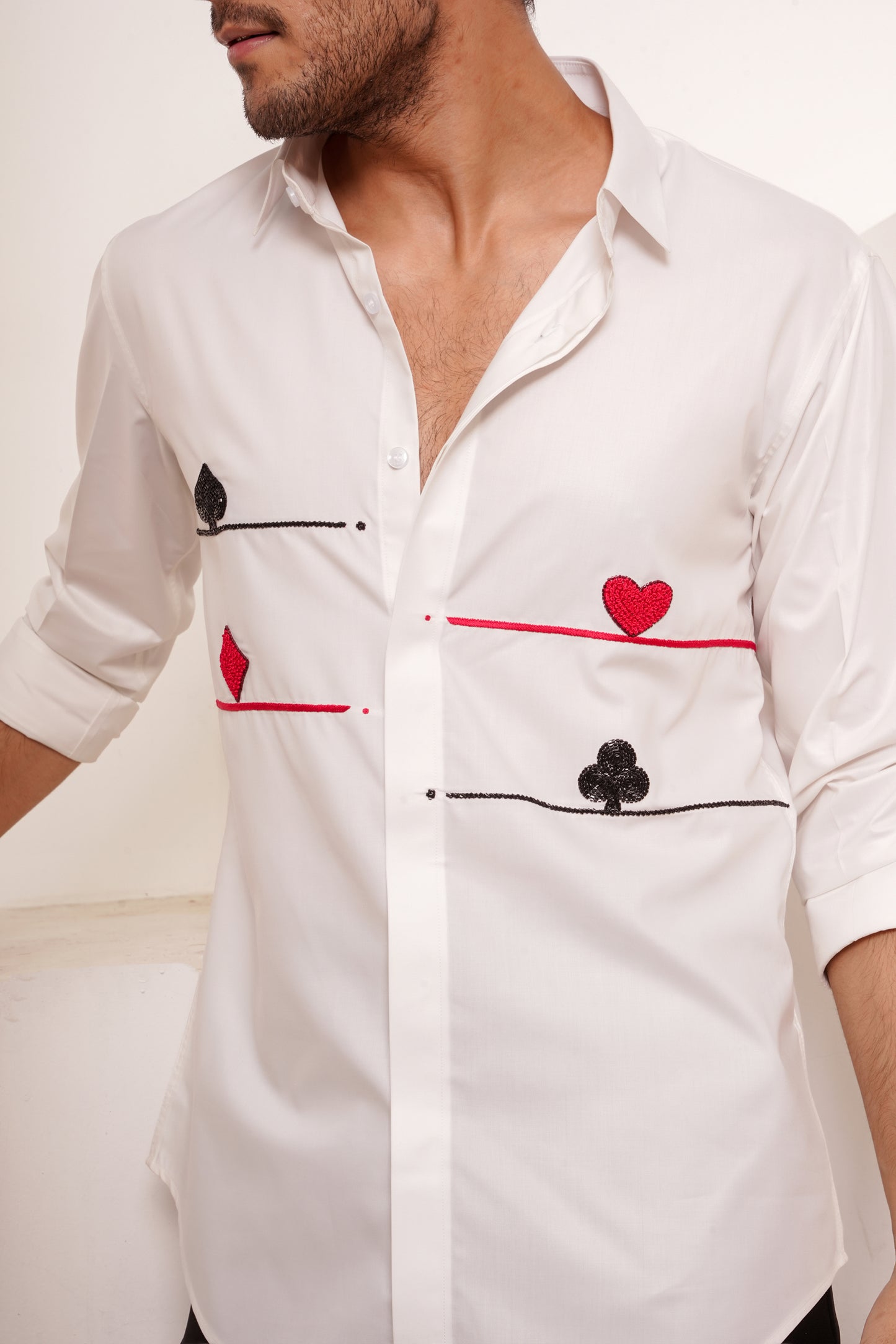 White Poker Print Shirt