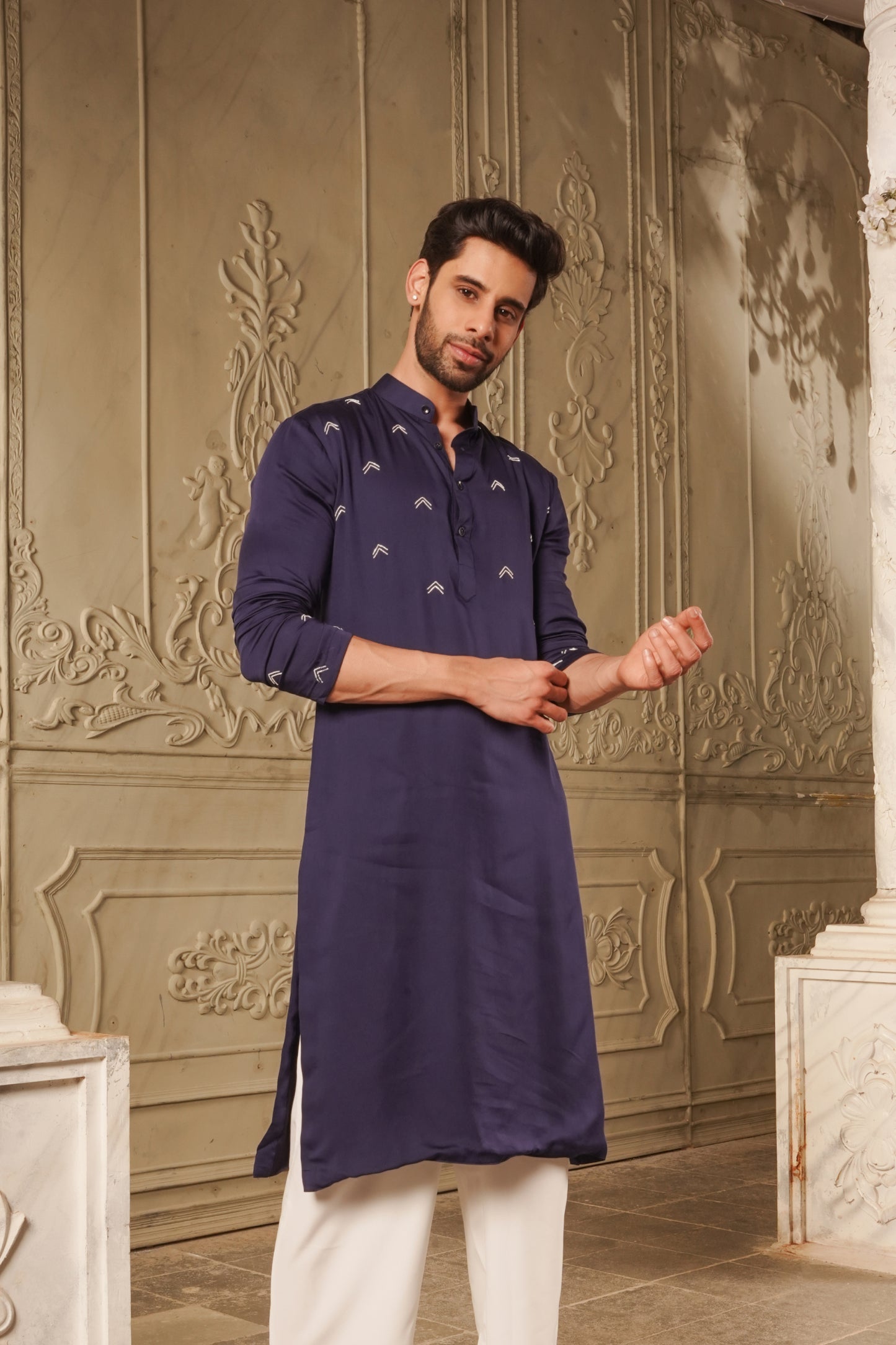 Create Your Own Reality - Blue Satin Kurta