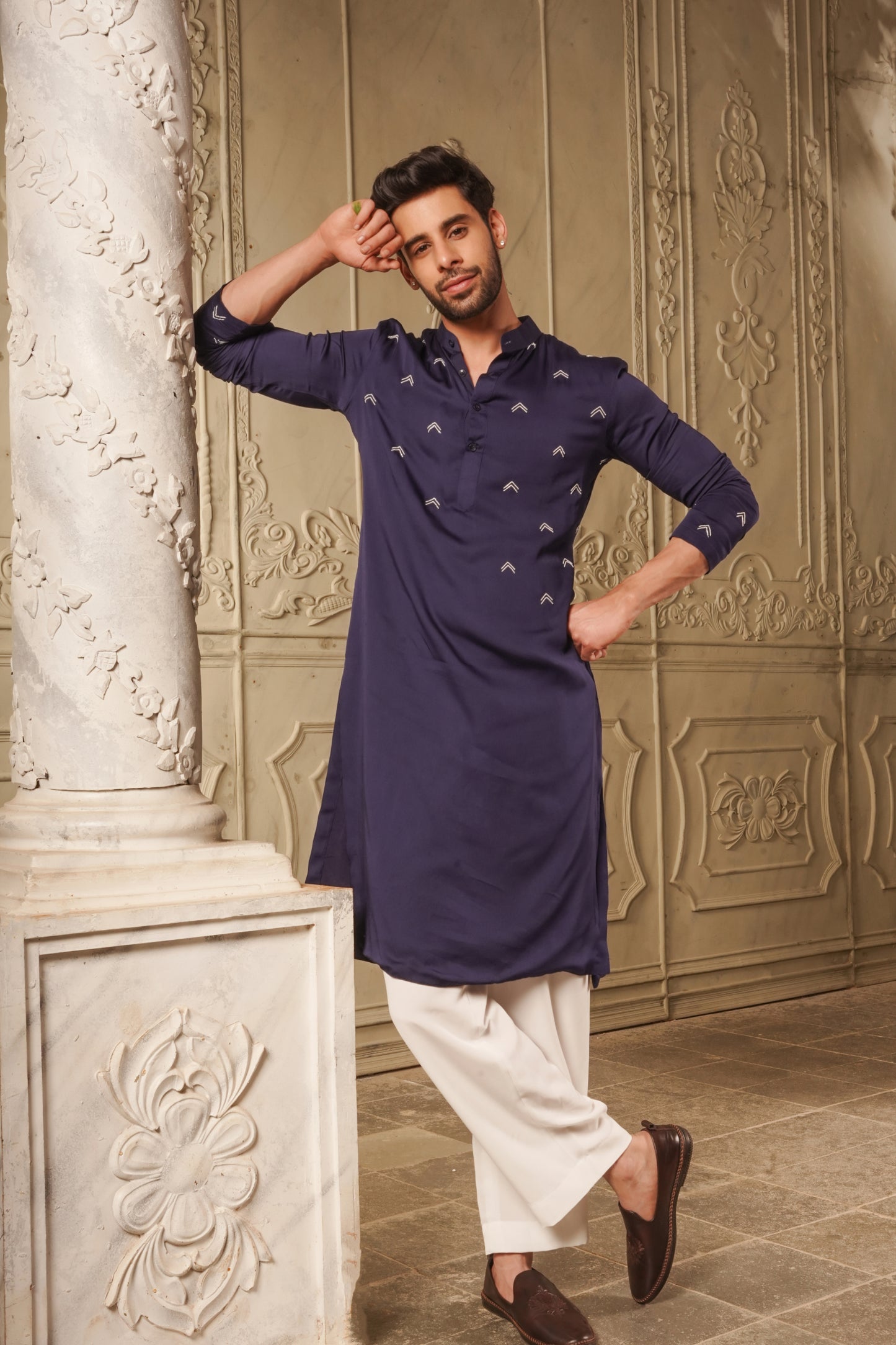 Create Your Own Reality - Blue Satin Kurta