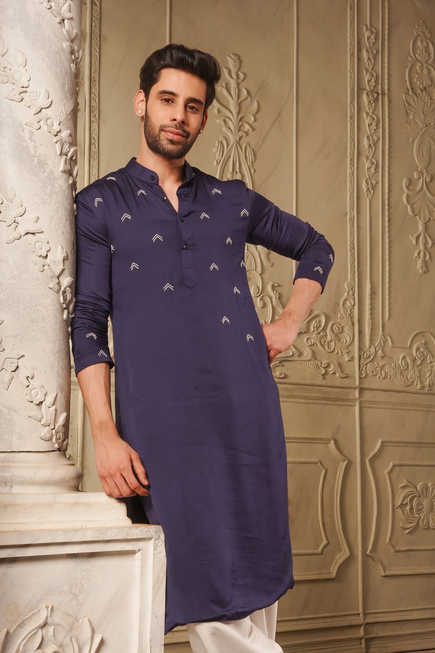 Create Your Own Reality - Blue Satin Kurta
