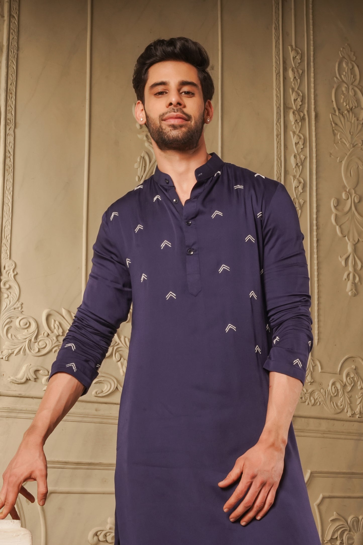 Create Your Own Reality - Blue Satin Kurta