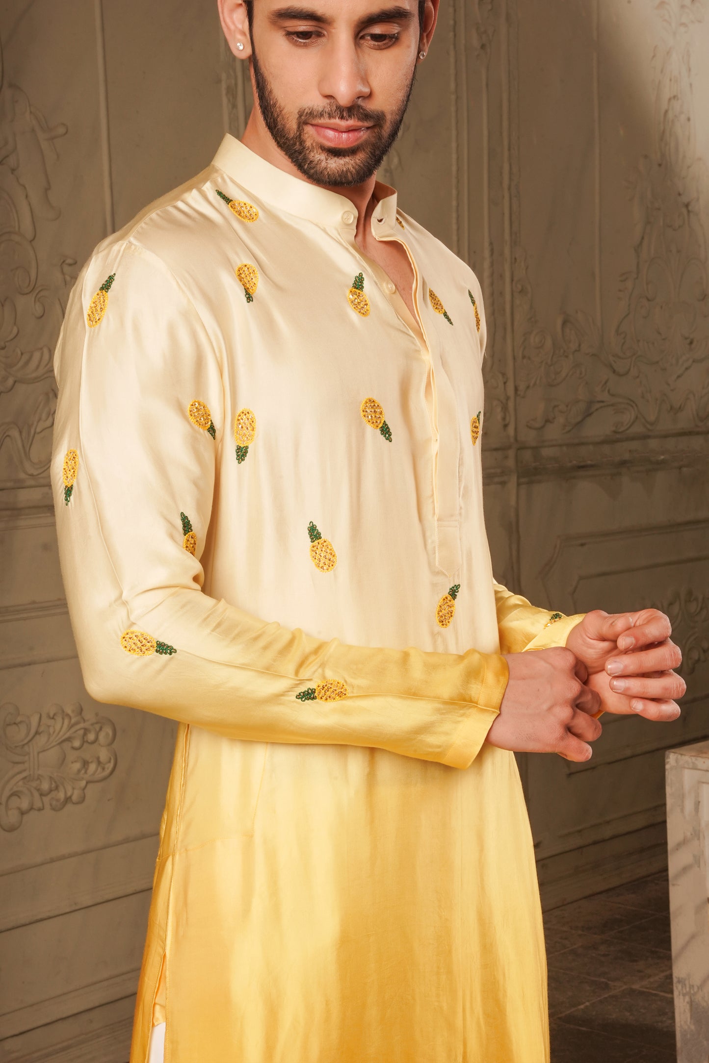 Yellow Pineapple Design Kurta