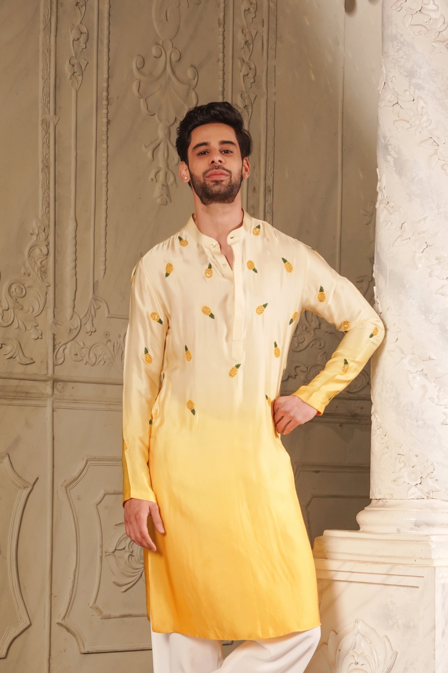 Yellow Pineapple Design Kurta