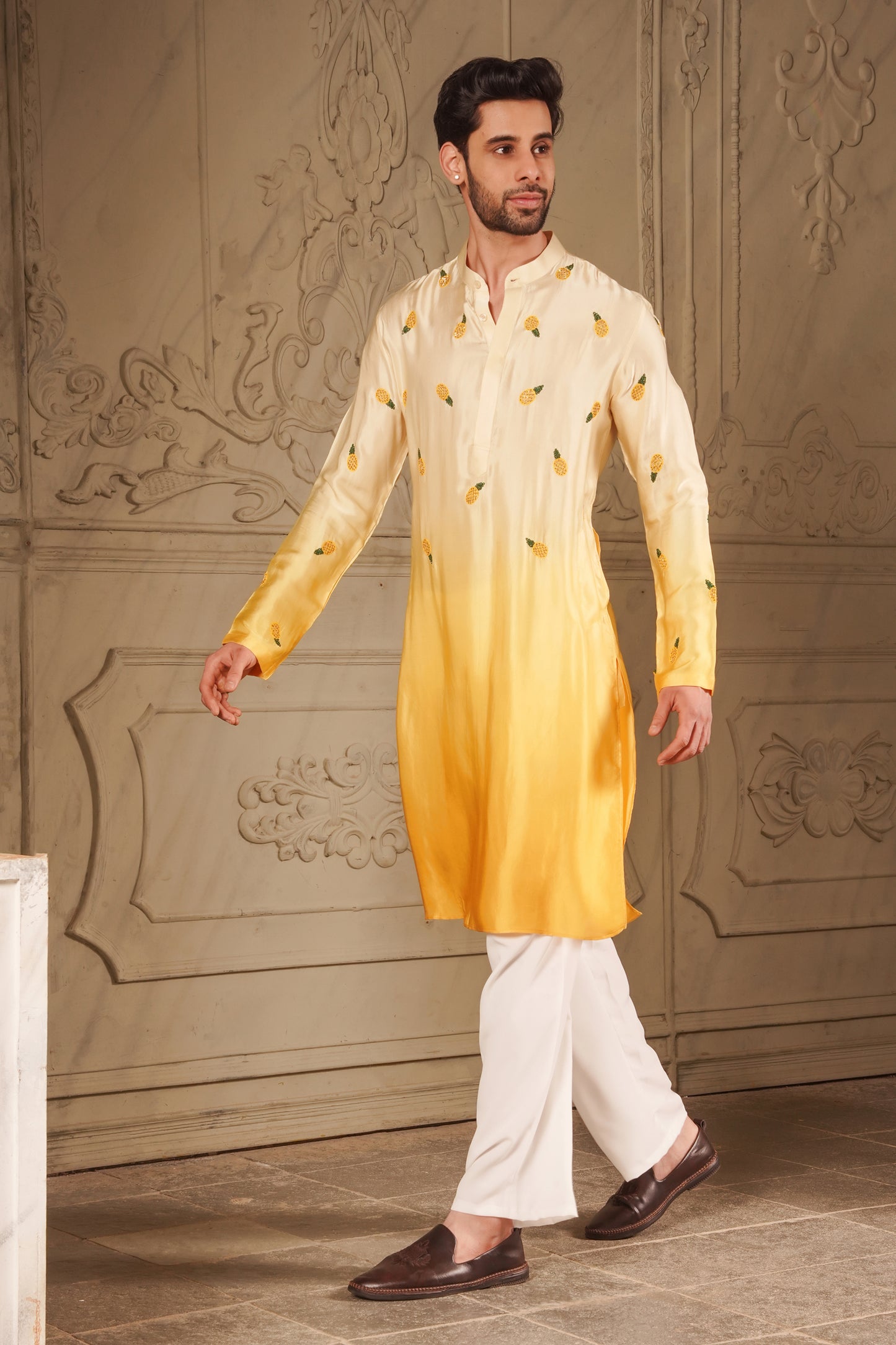 Yellow Pineapple Design Kurta