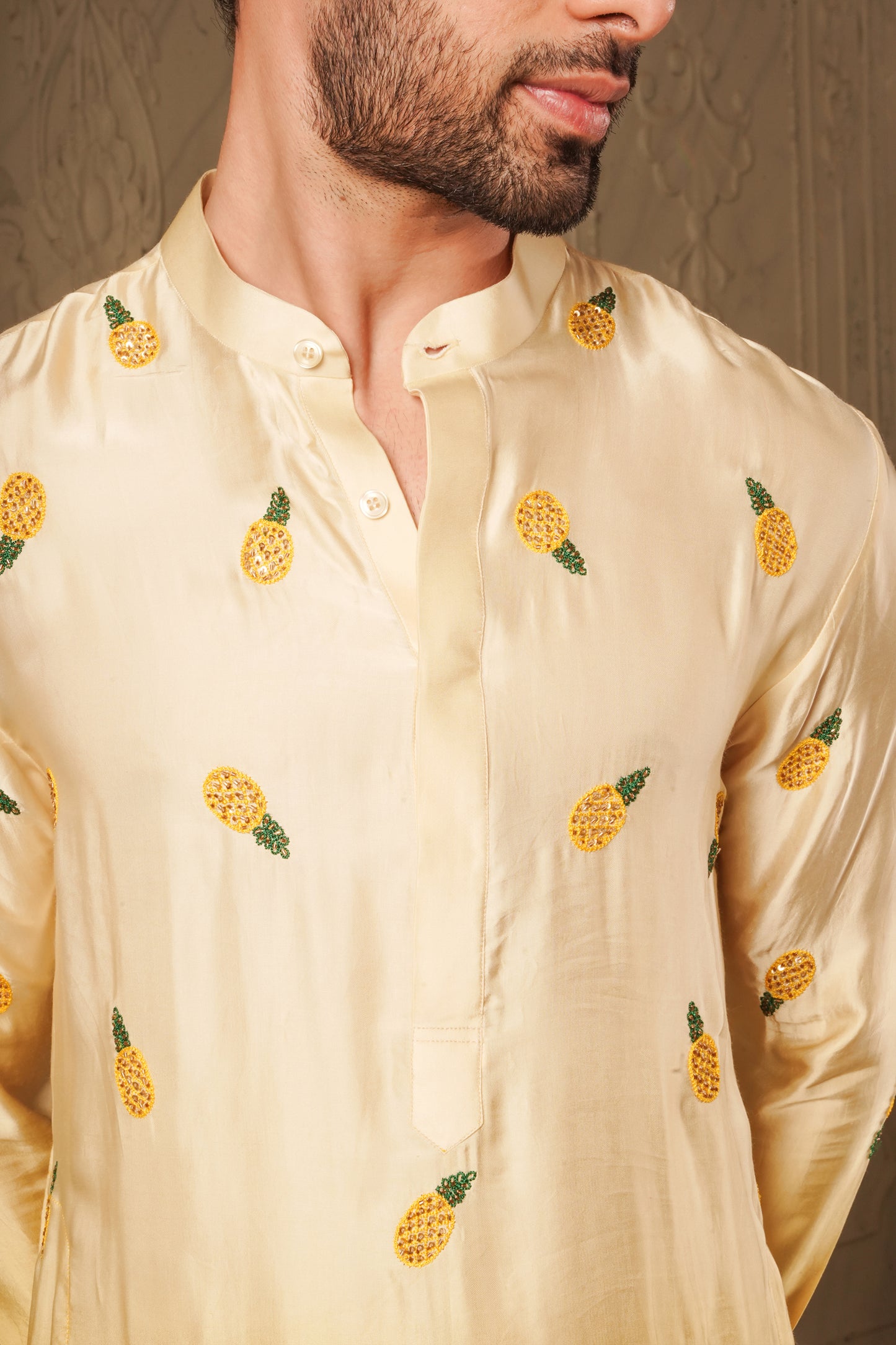 Yellow Pineapple Design Kurta