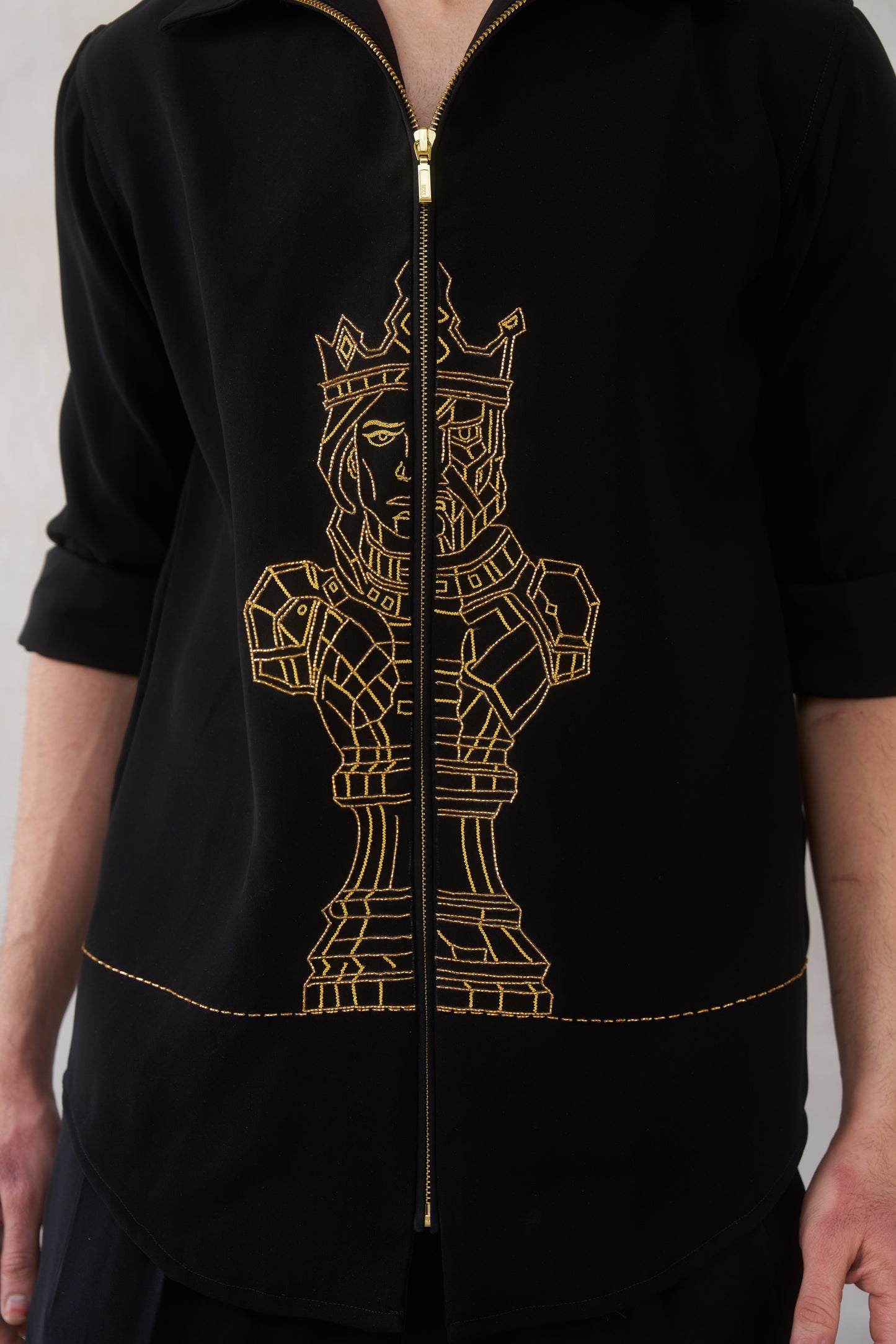 Grandmaster black shirt with Gold King and Queen design