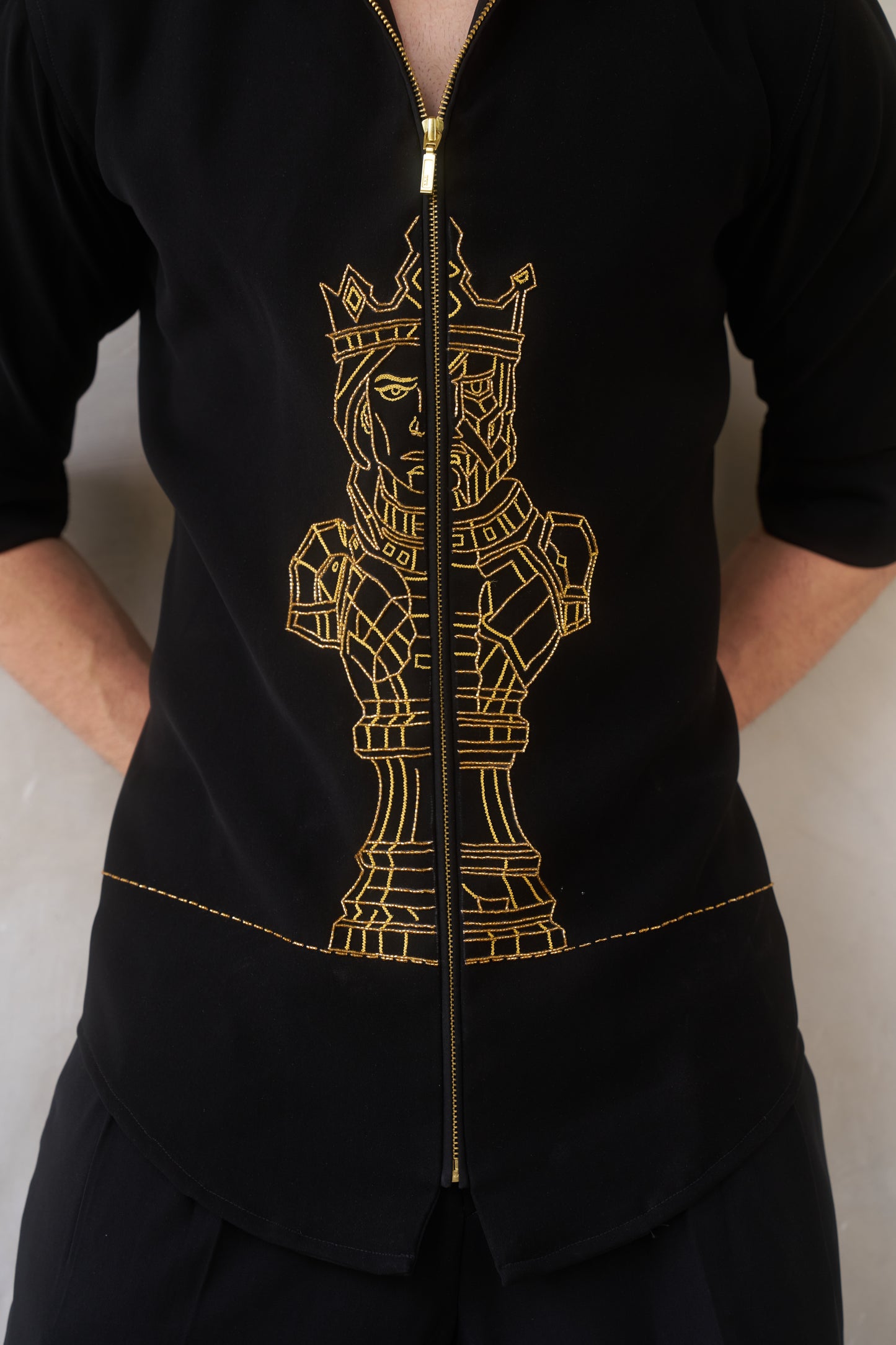 Grandmaster black shirt with Gold King and Queen design