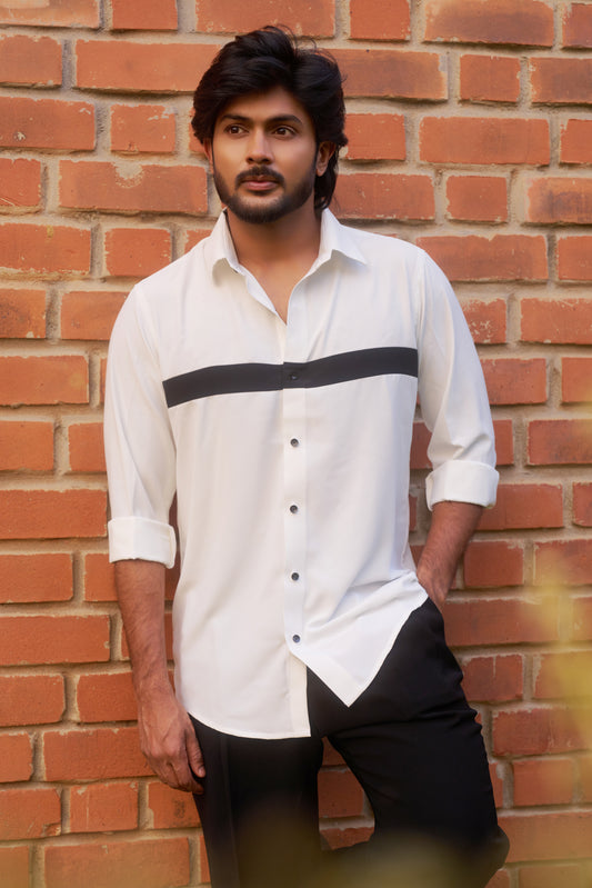White shirt with black stripes design