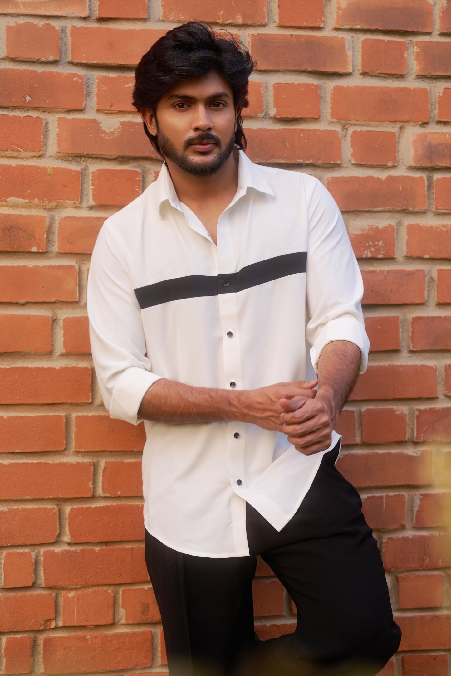 White shirt with black stripes design