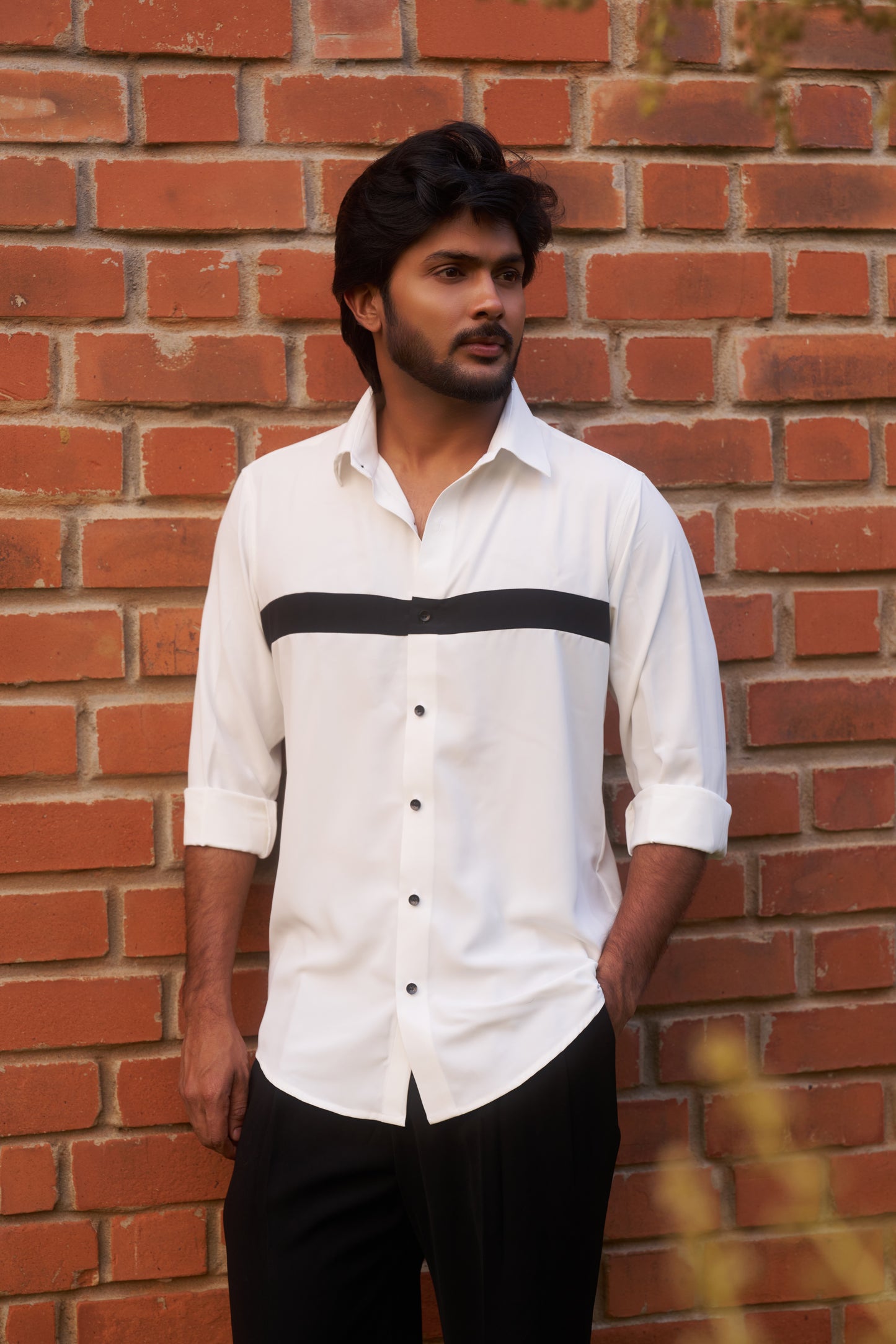 White shirt with black stripes design