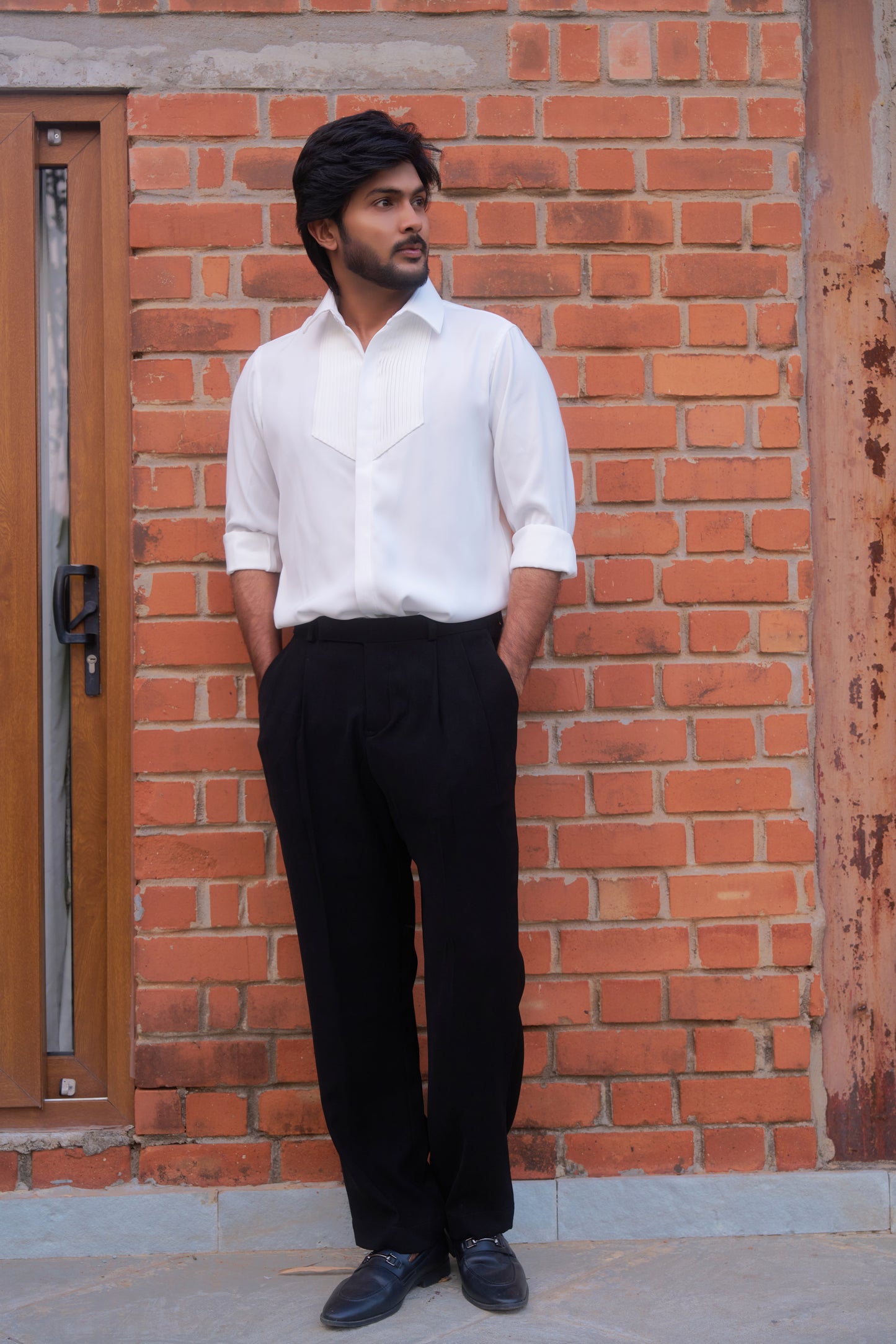 White shirt with tucks design