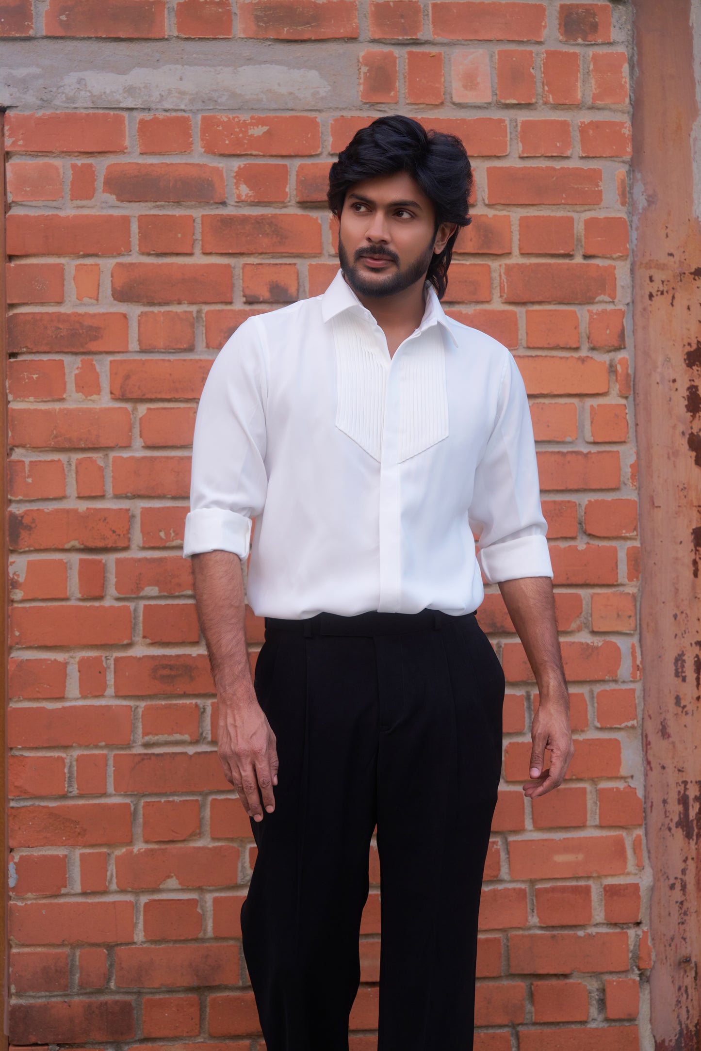 White shirt with tucks design
