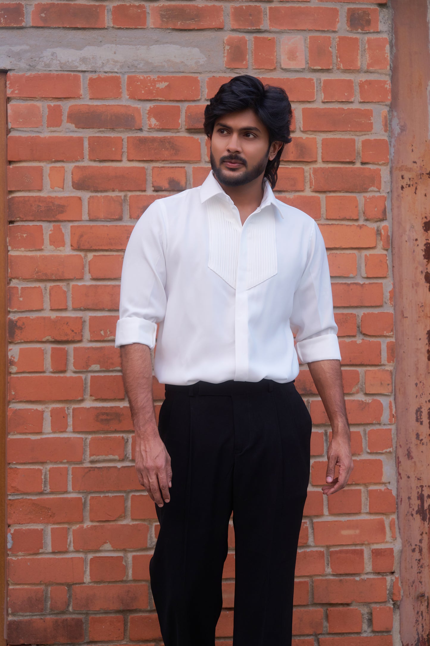White shirt with tucks design