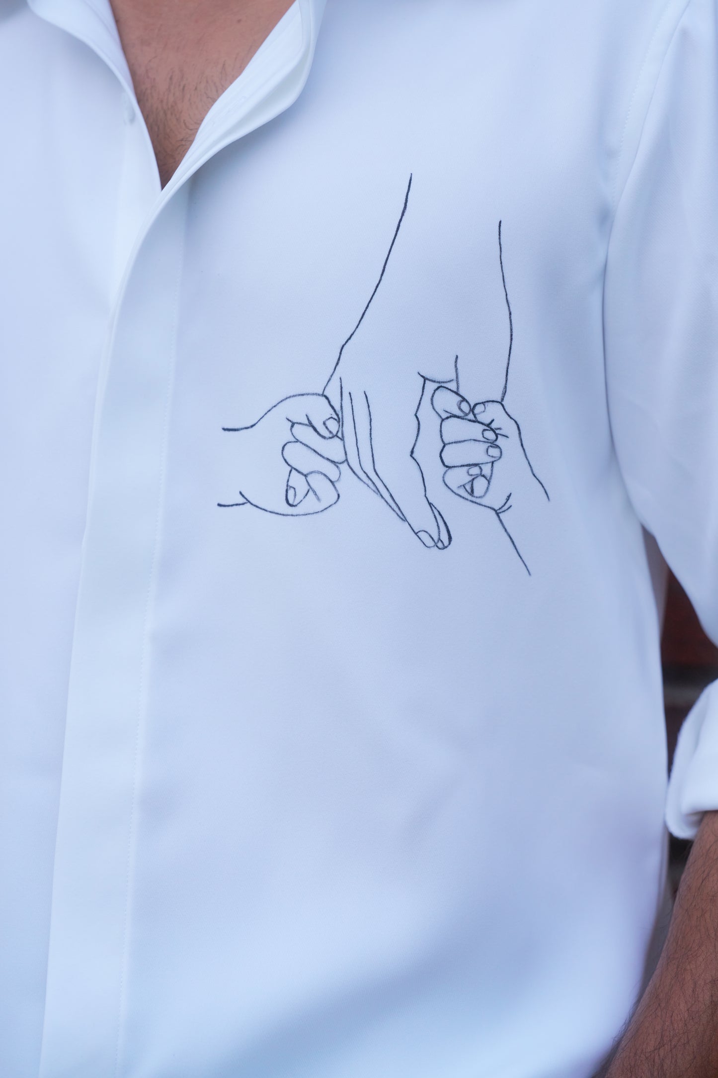 White shirt Father and 2 Children hand painted shirt