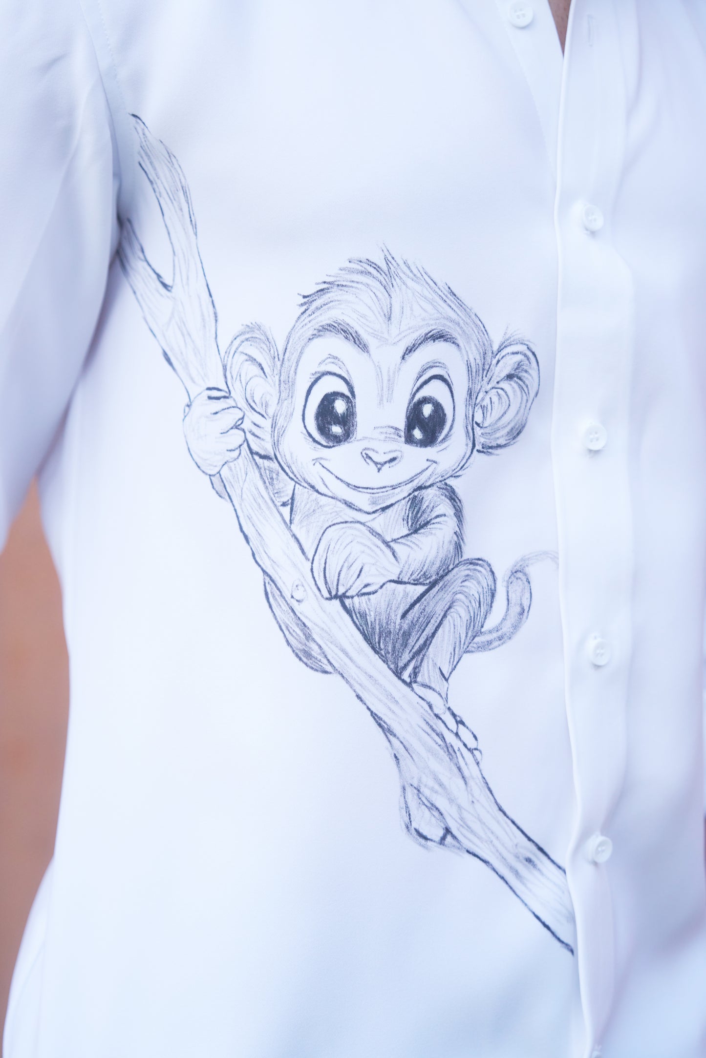 White shirt monkey hand painted design