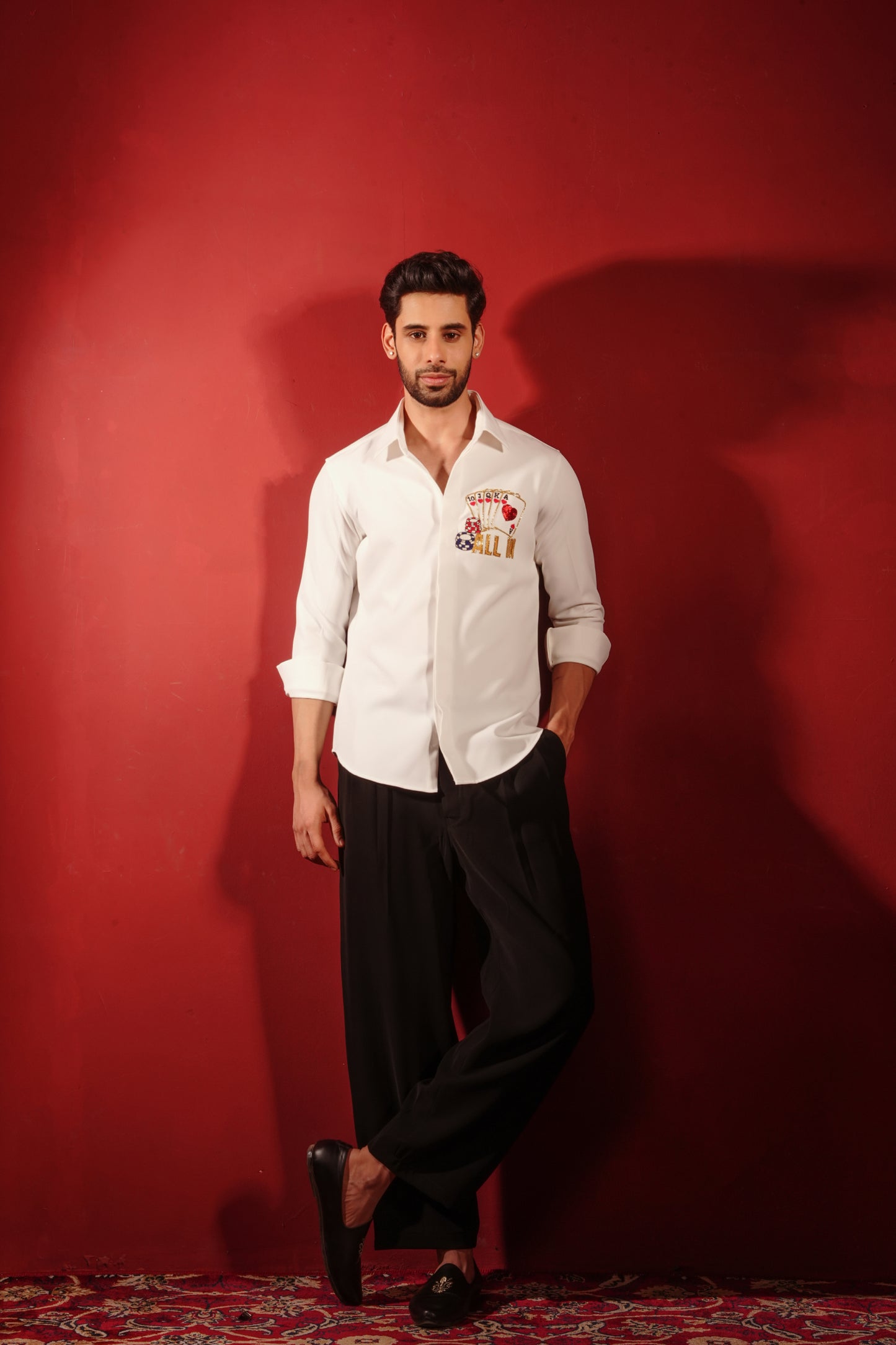 Poker Themed White Shirt with ALL IN Design