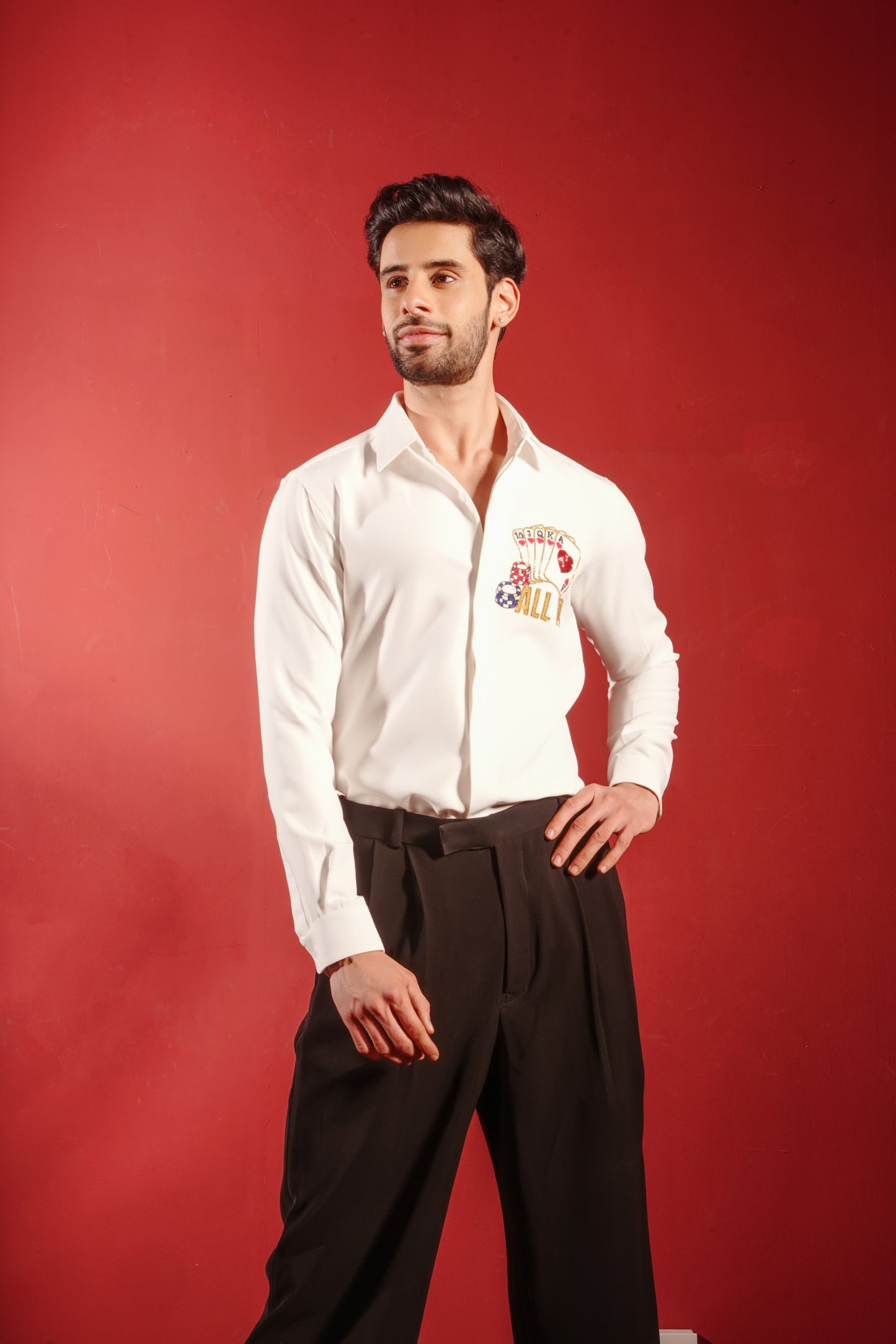 Poker Themed White Shirt with ALL IN Design