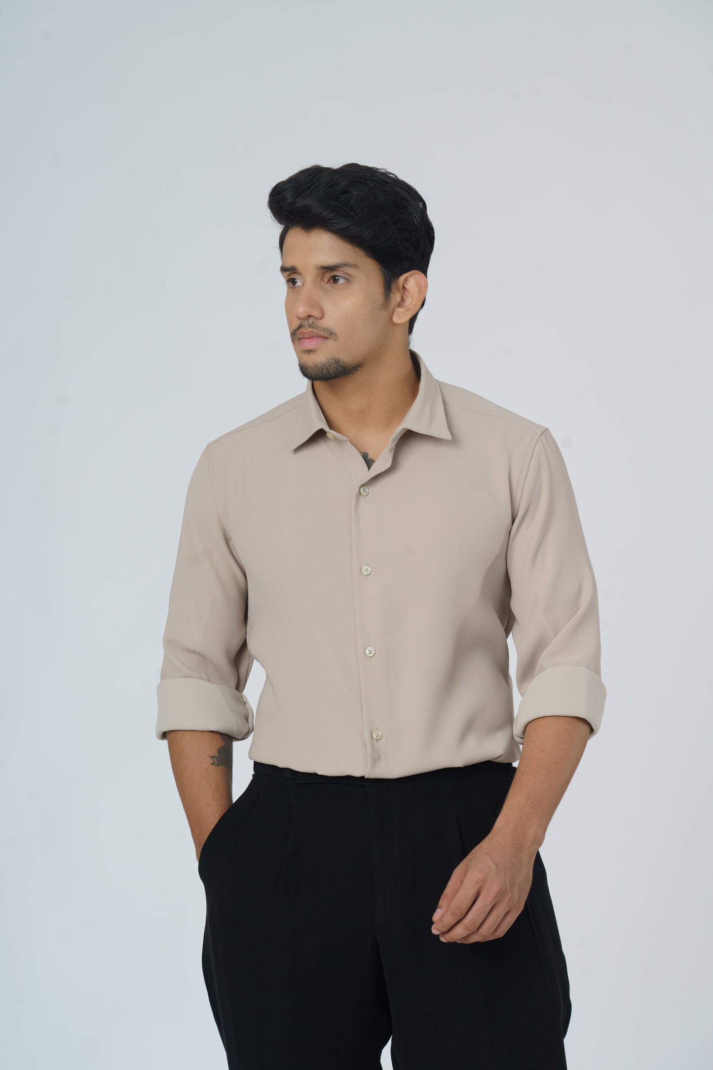 Beige solid shirt