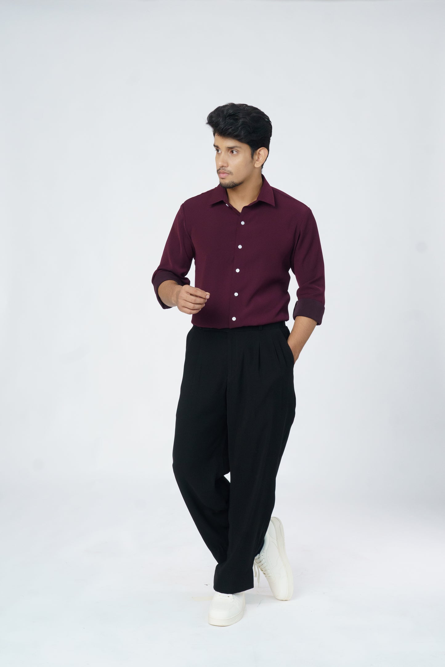 Burgundy solid shirt