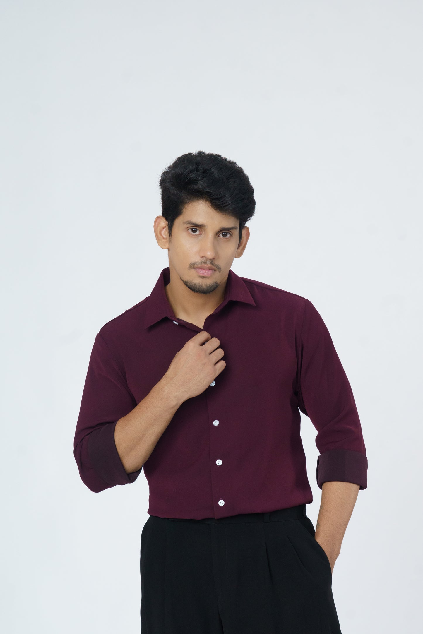 Burgundy solid shirt
