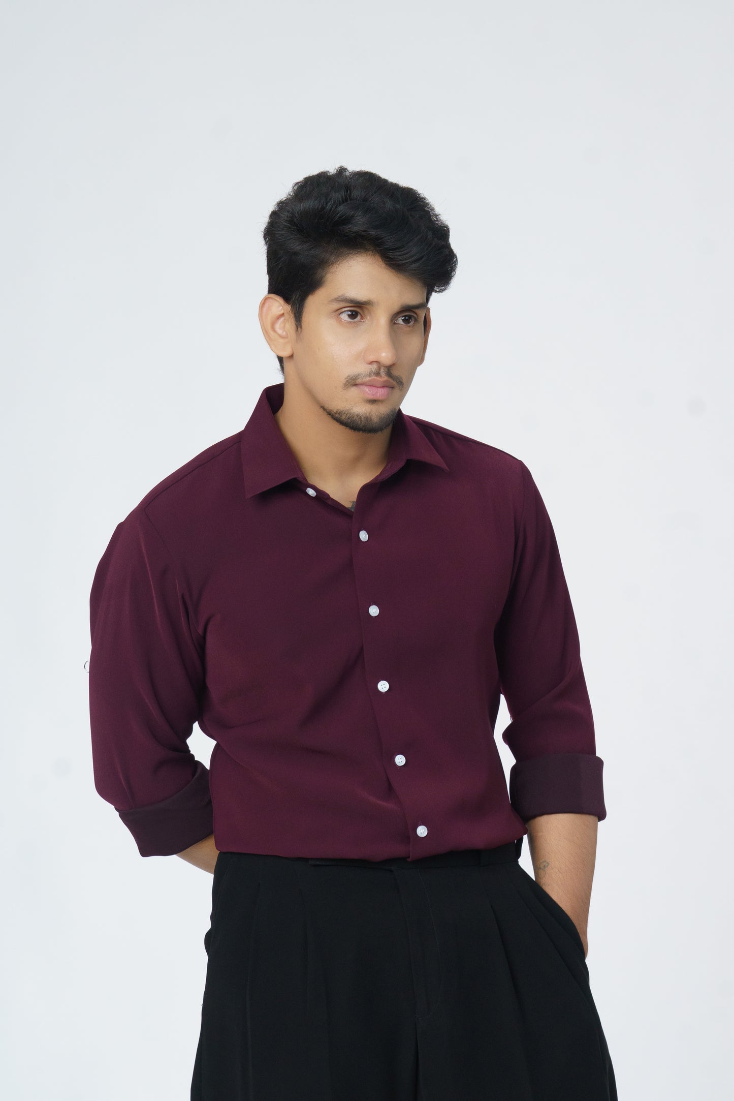 Burgundy solid shirt