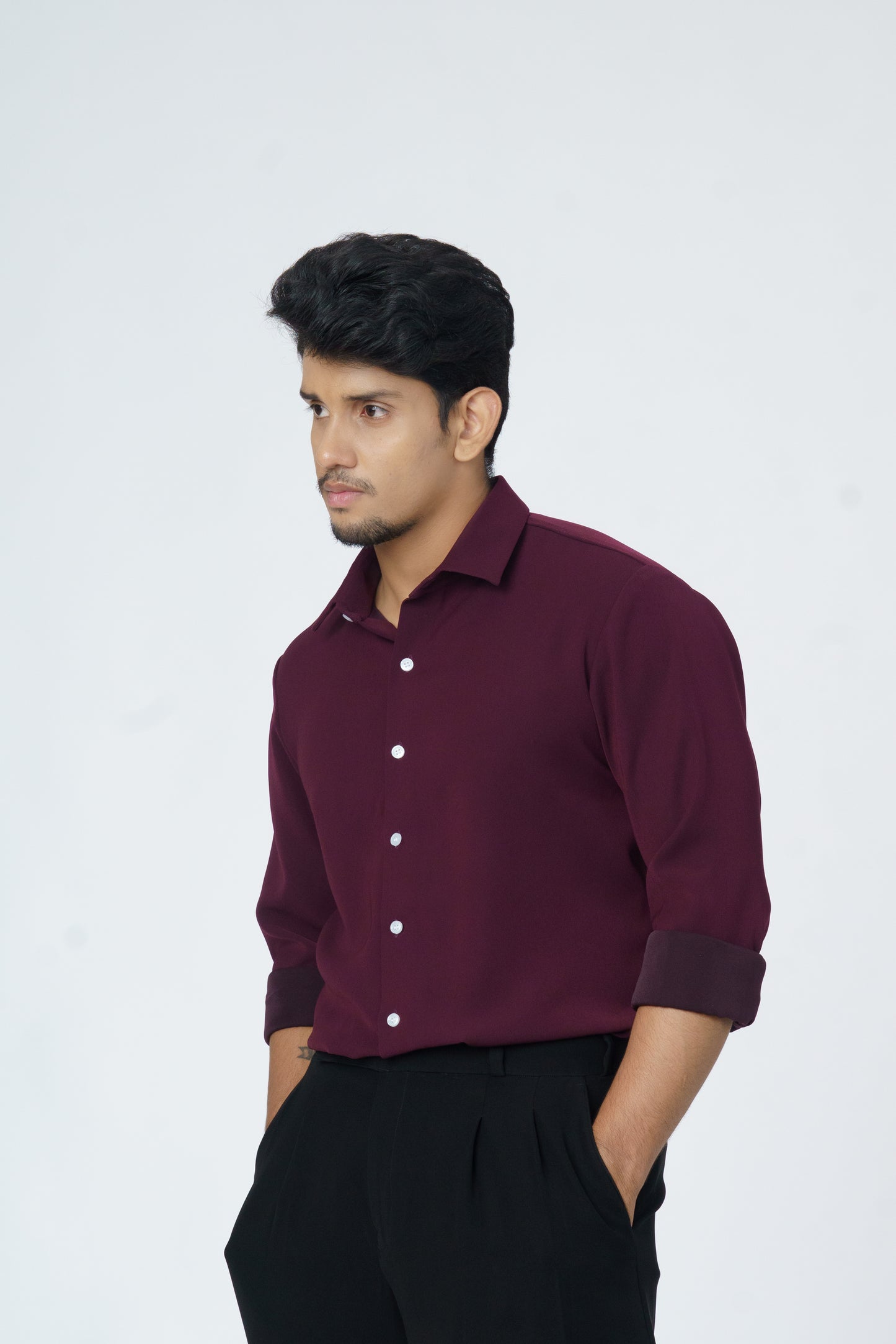 Burgundy solid shirt