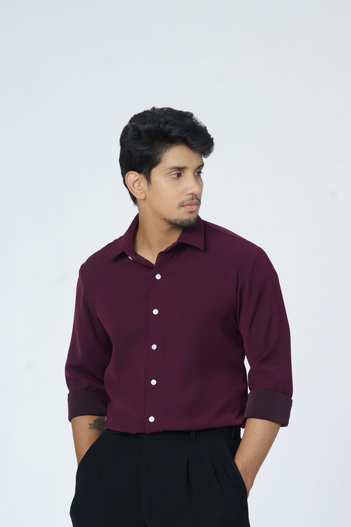 Burgundy solid shirt