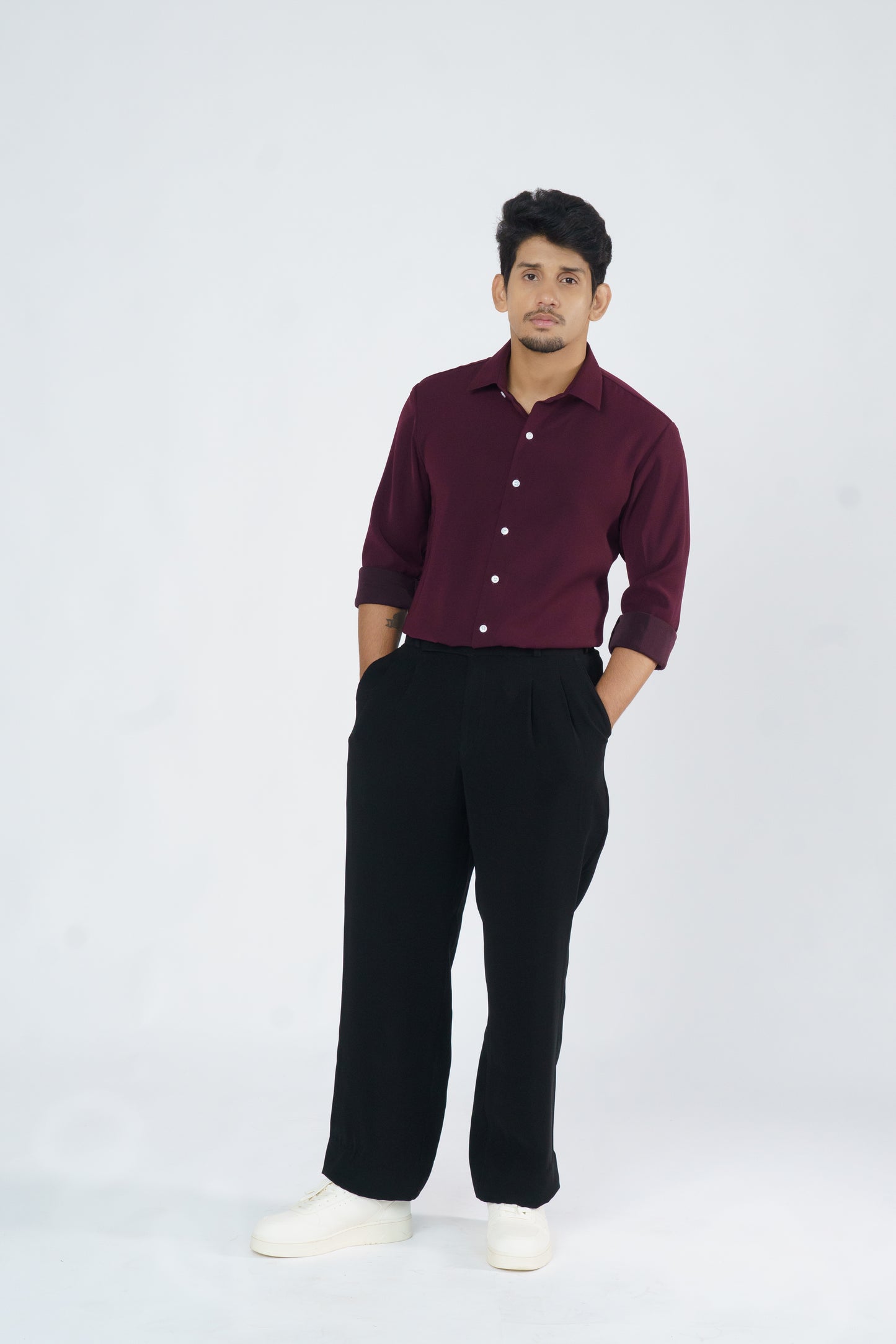 Burgundy solid shirt