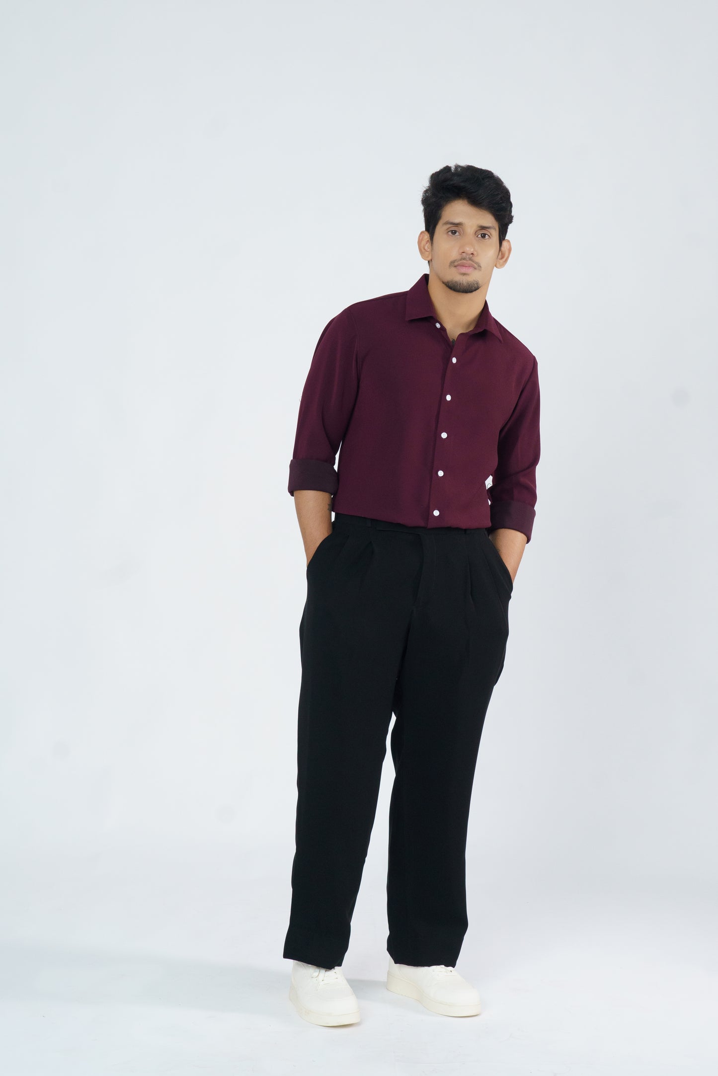 Burgundy solid shirt