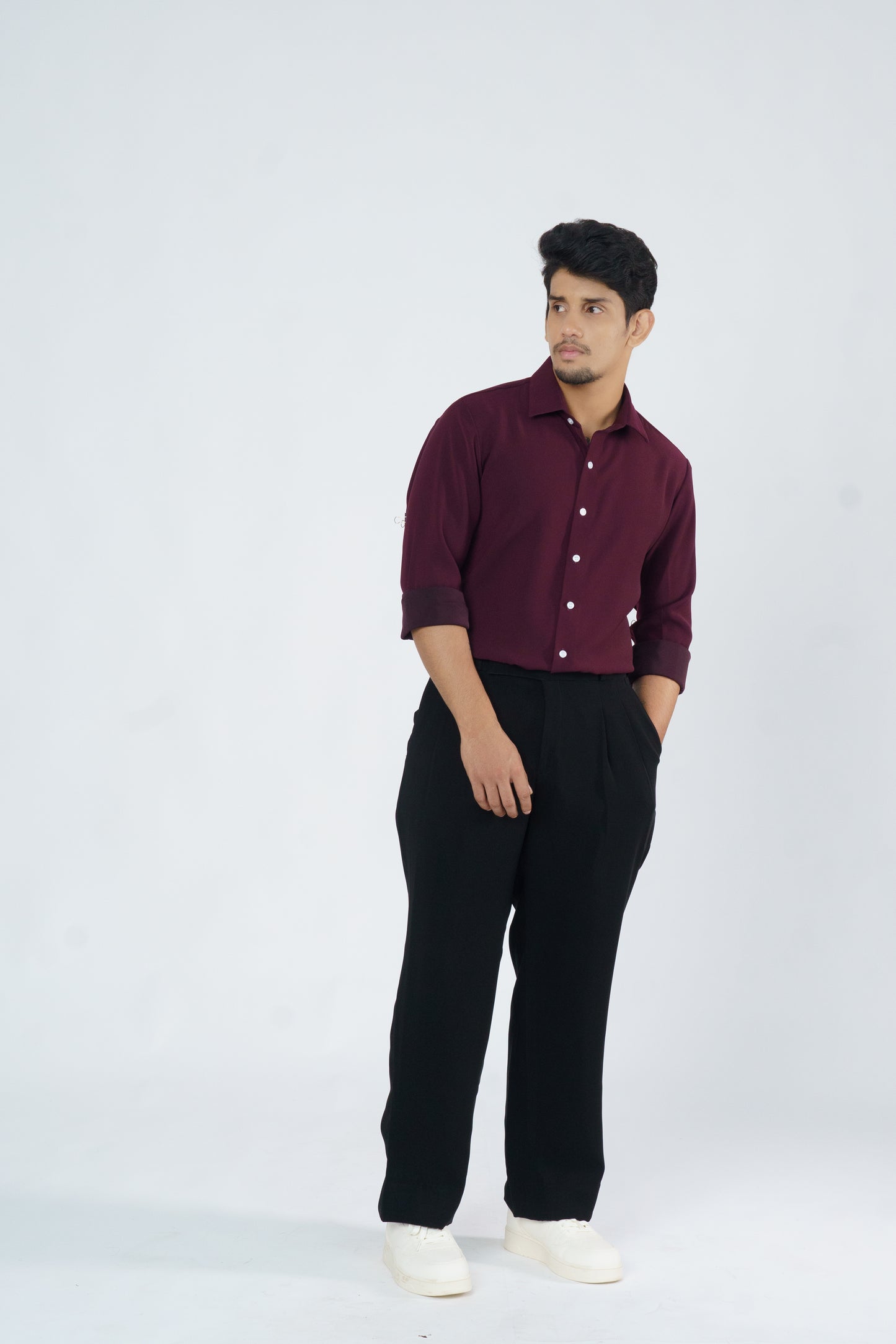 Burgundy solid shirt