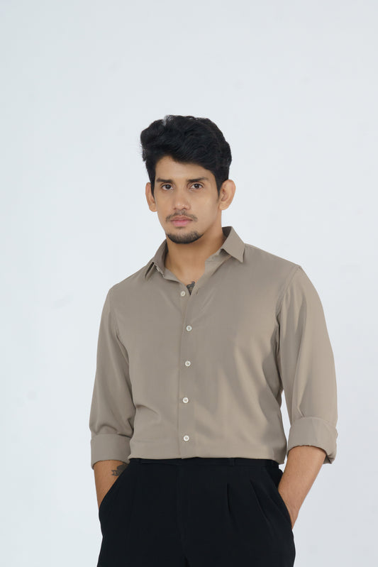 Dark beige plain soft shirt