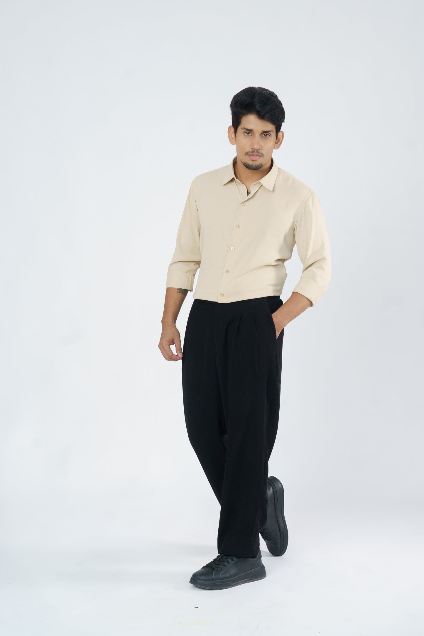 Light Beige plain soft shirt