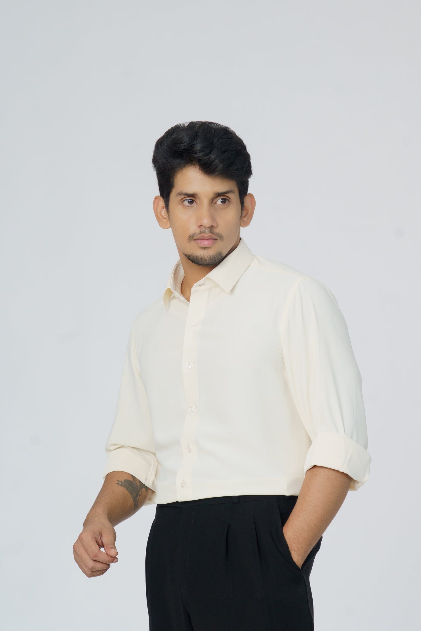 Light cream plain soft shirt