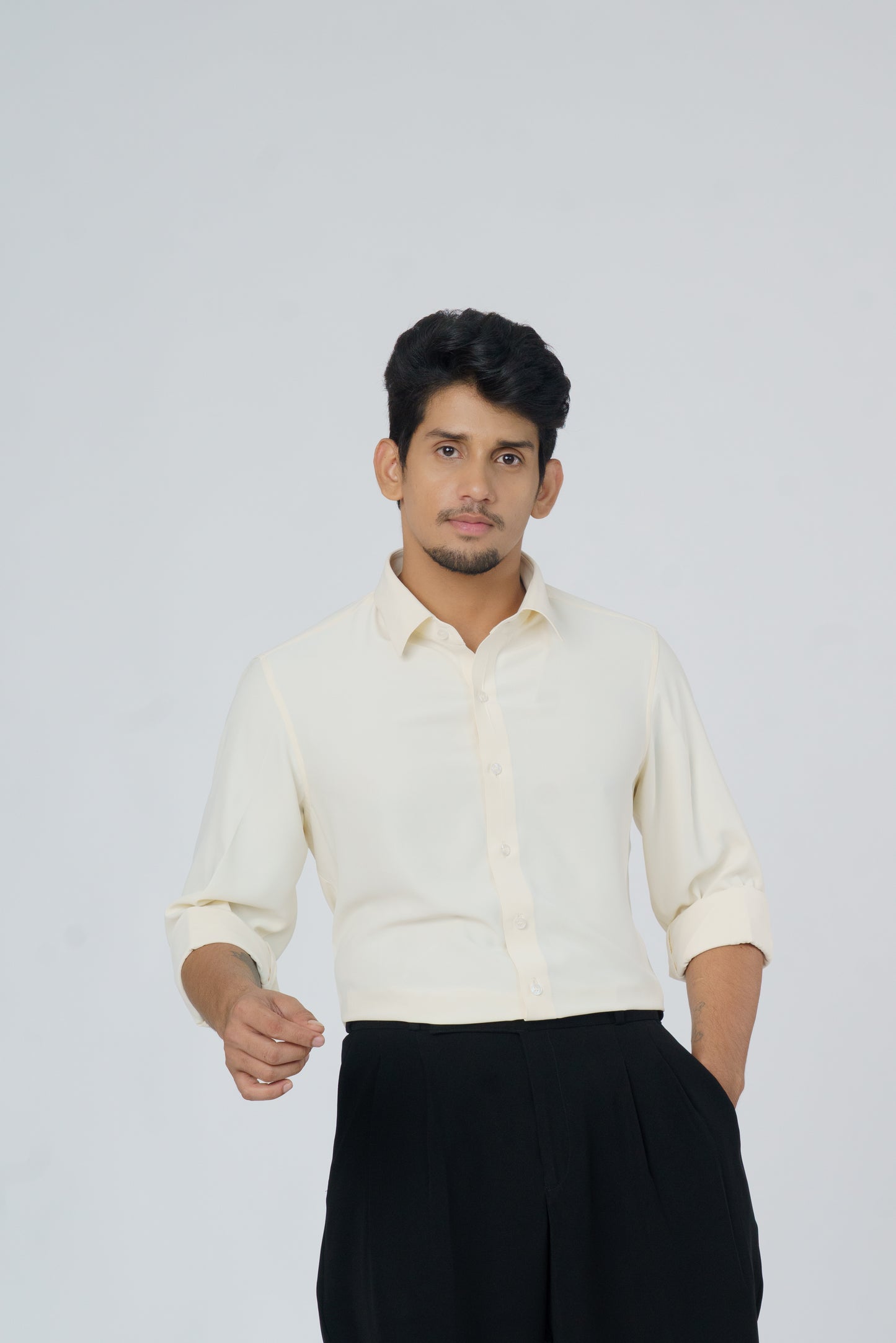 Light cream plain soft shirt