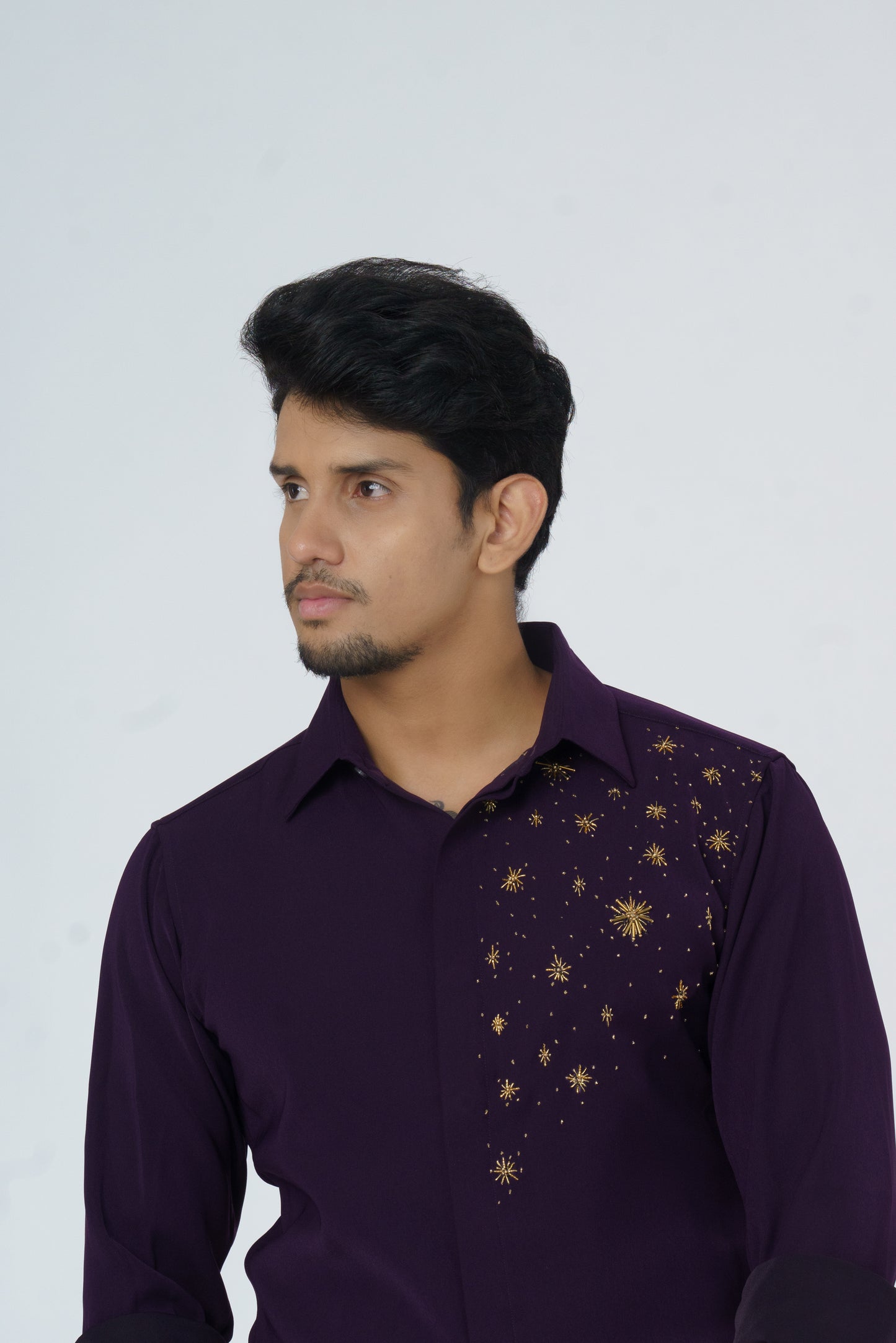 Dark Purple shirt with Gold Star embellishment