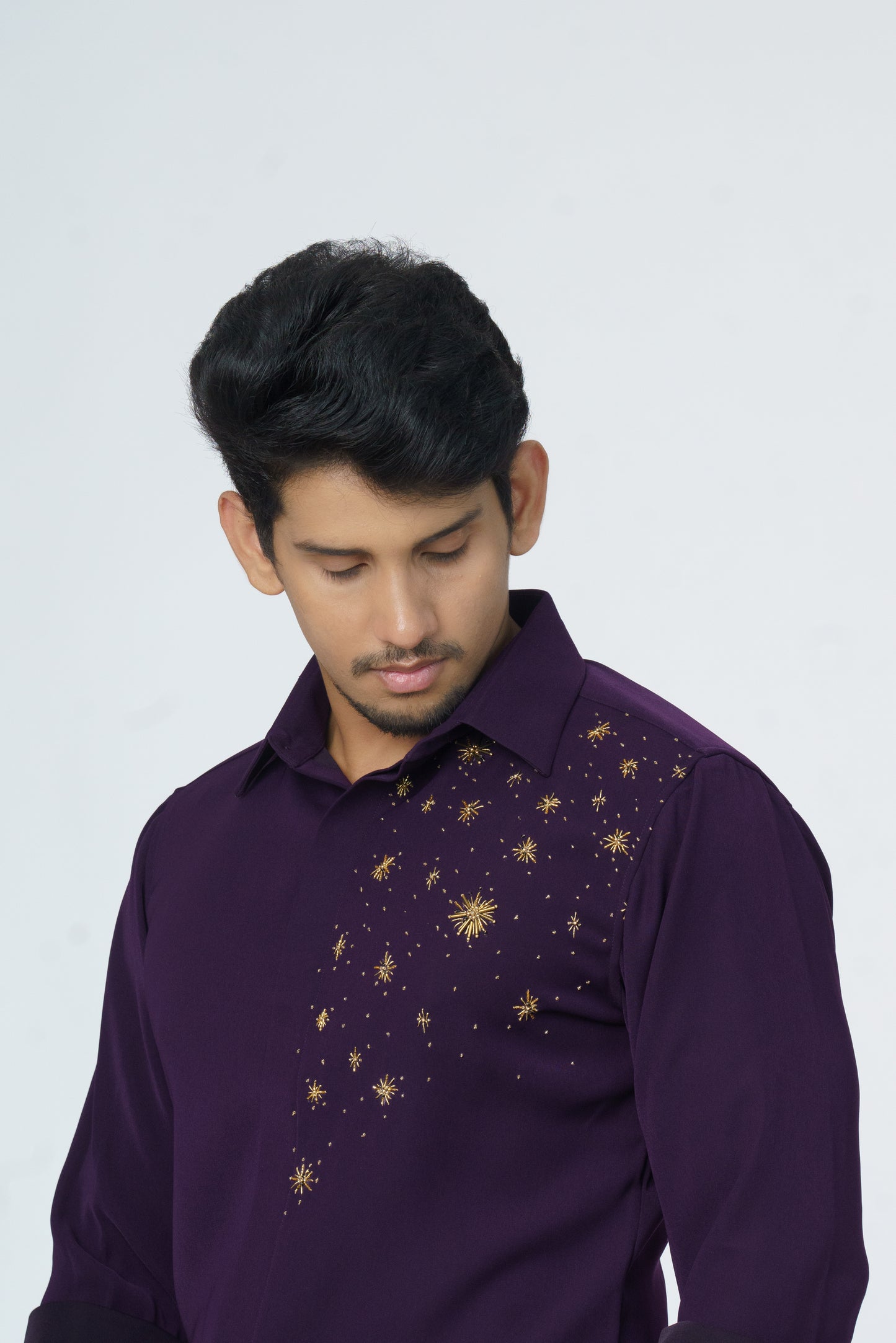 Dark Purple shirt with Gold Star embellishment