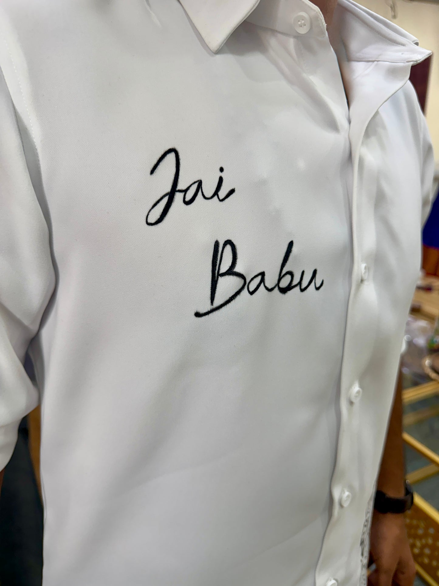 Hand painted Mahesh babu's Jai babu white shirt