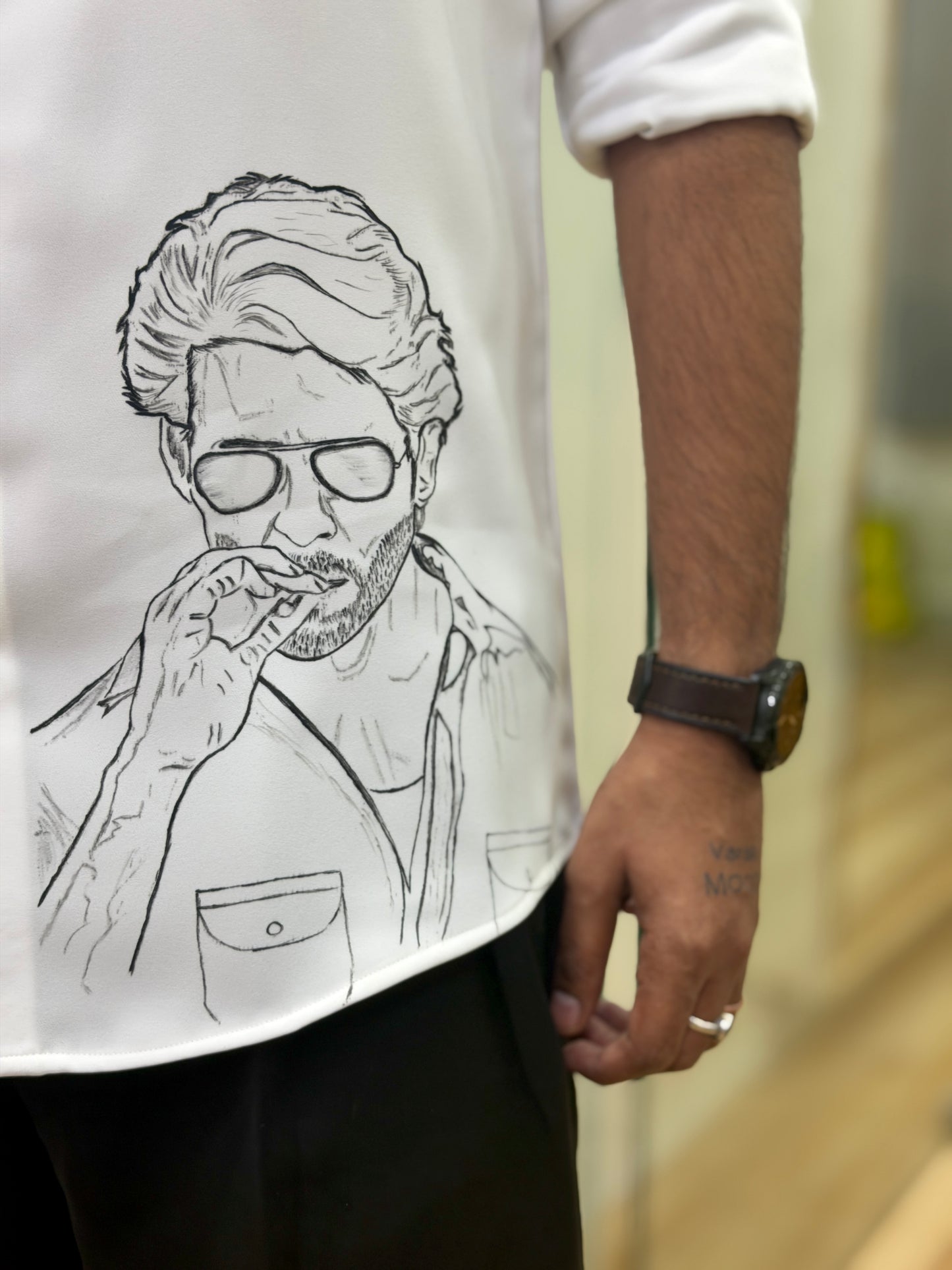 Hand painted Mahesh babu's Jai babu white shirt
