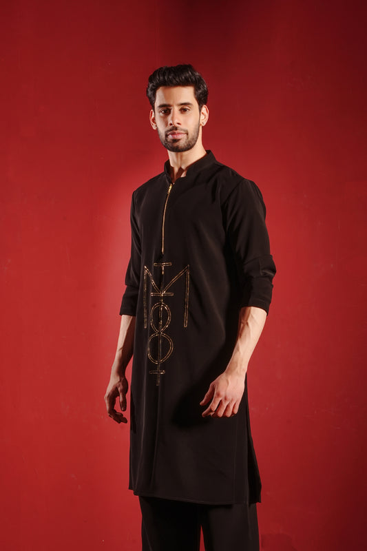 I Love Myself - Black Designer Kurta