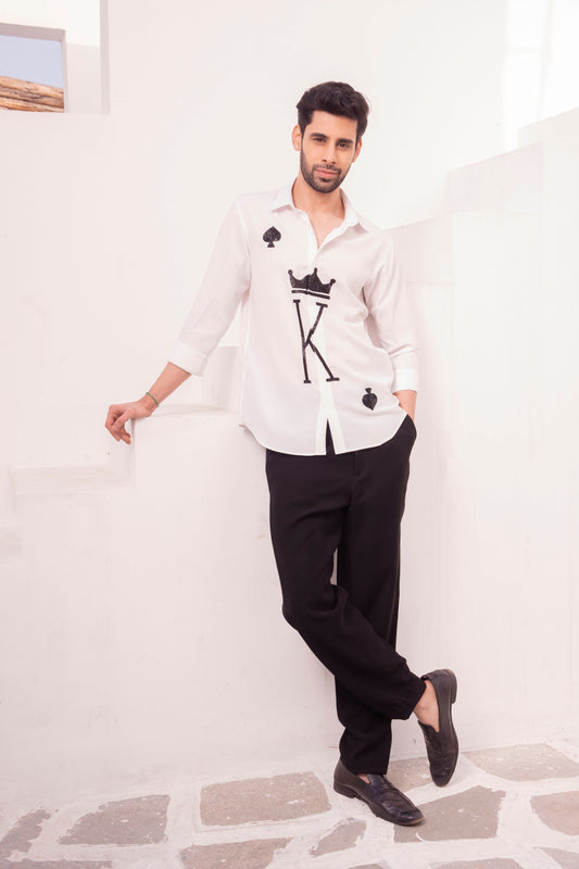 White Embezzled Shirt - King of Spades