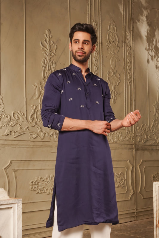 Create Your Own Reality - Blue Satin Kurta