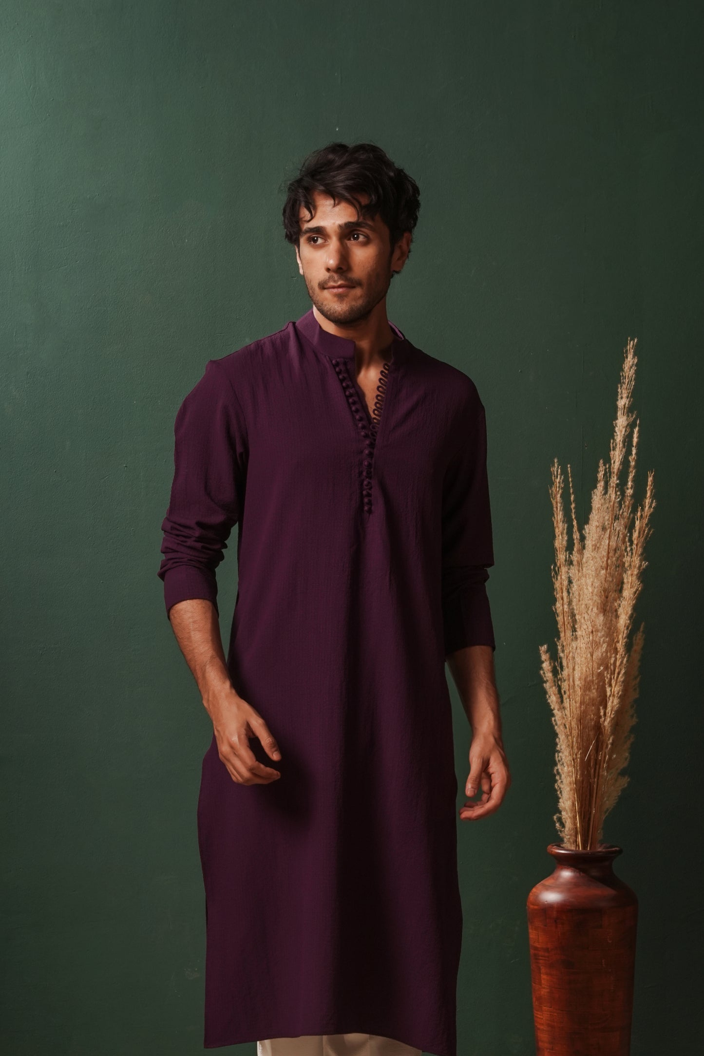 Purple Plain Kurta for Men