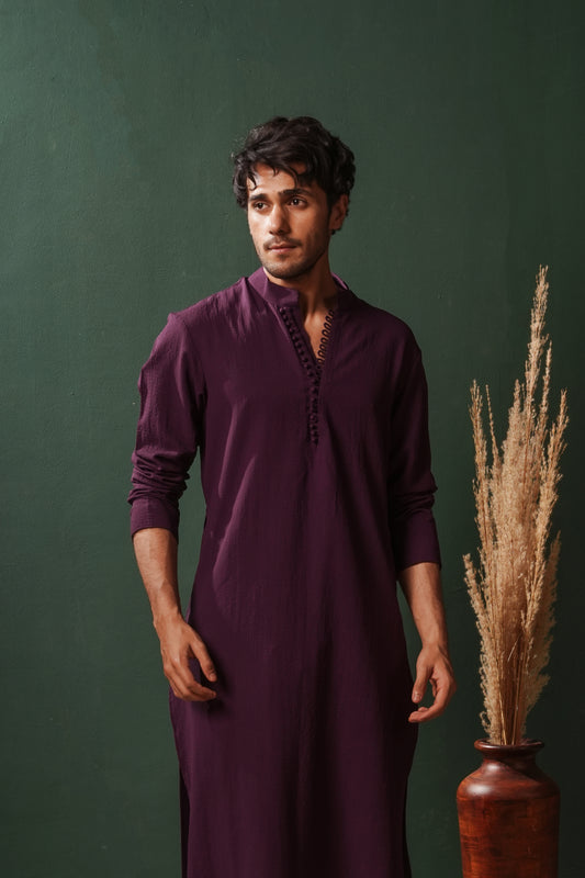 Purple Plain Kurta for Men