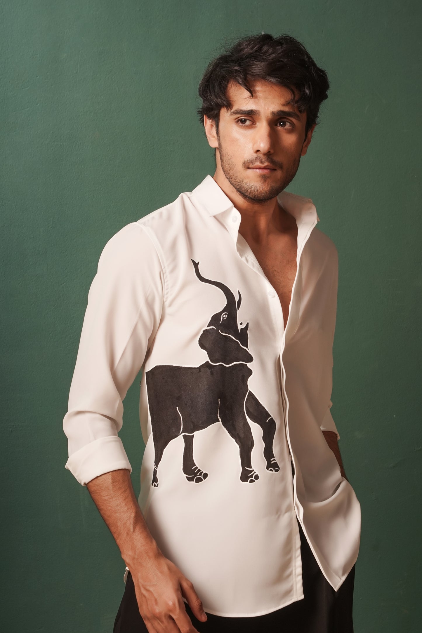 Roaring Elephant - Hand Sketched White Shirt